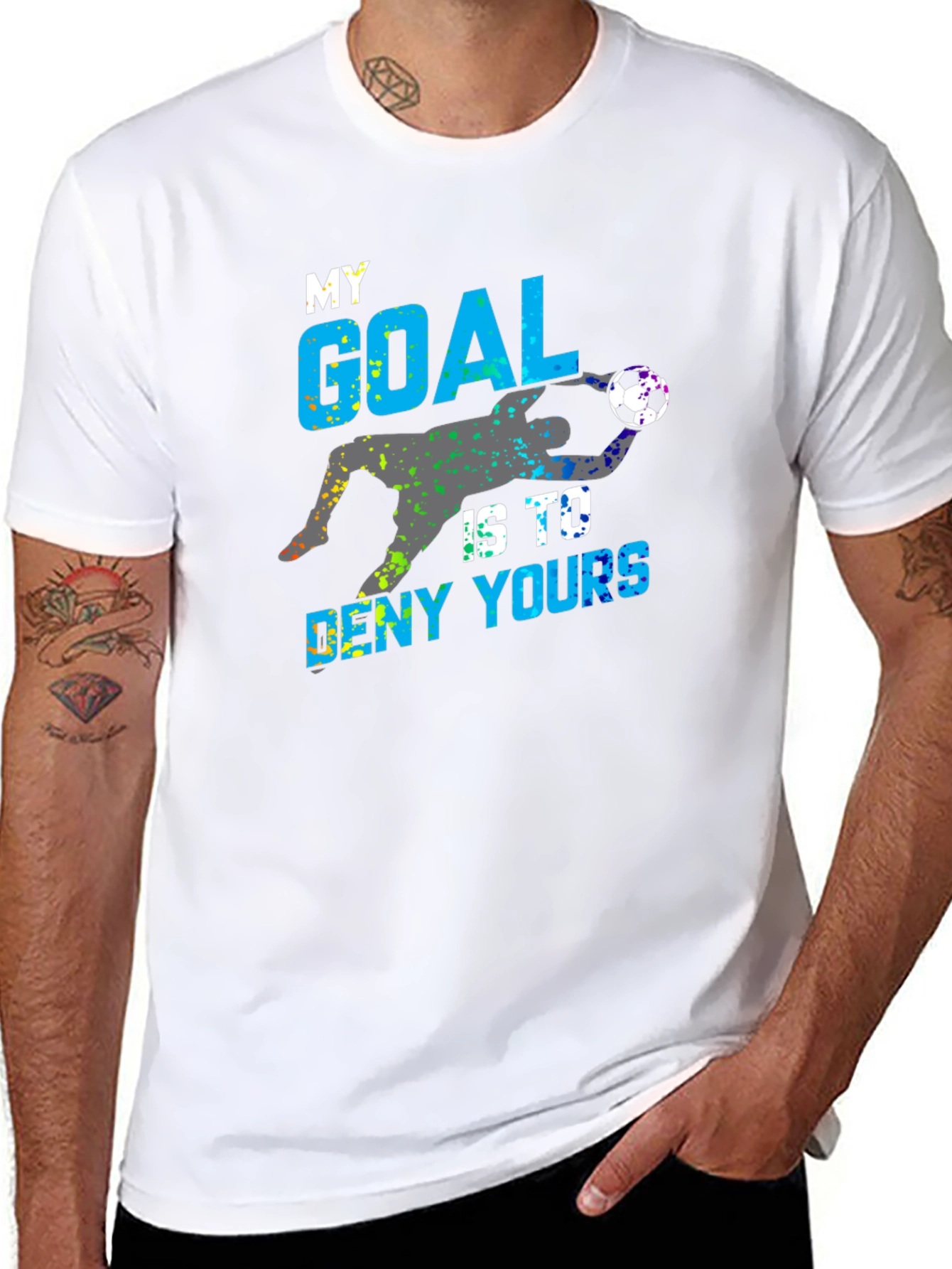 Black Goalie T-Shirt: My Goal Is To Deny Yours Soccer Tee view 8