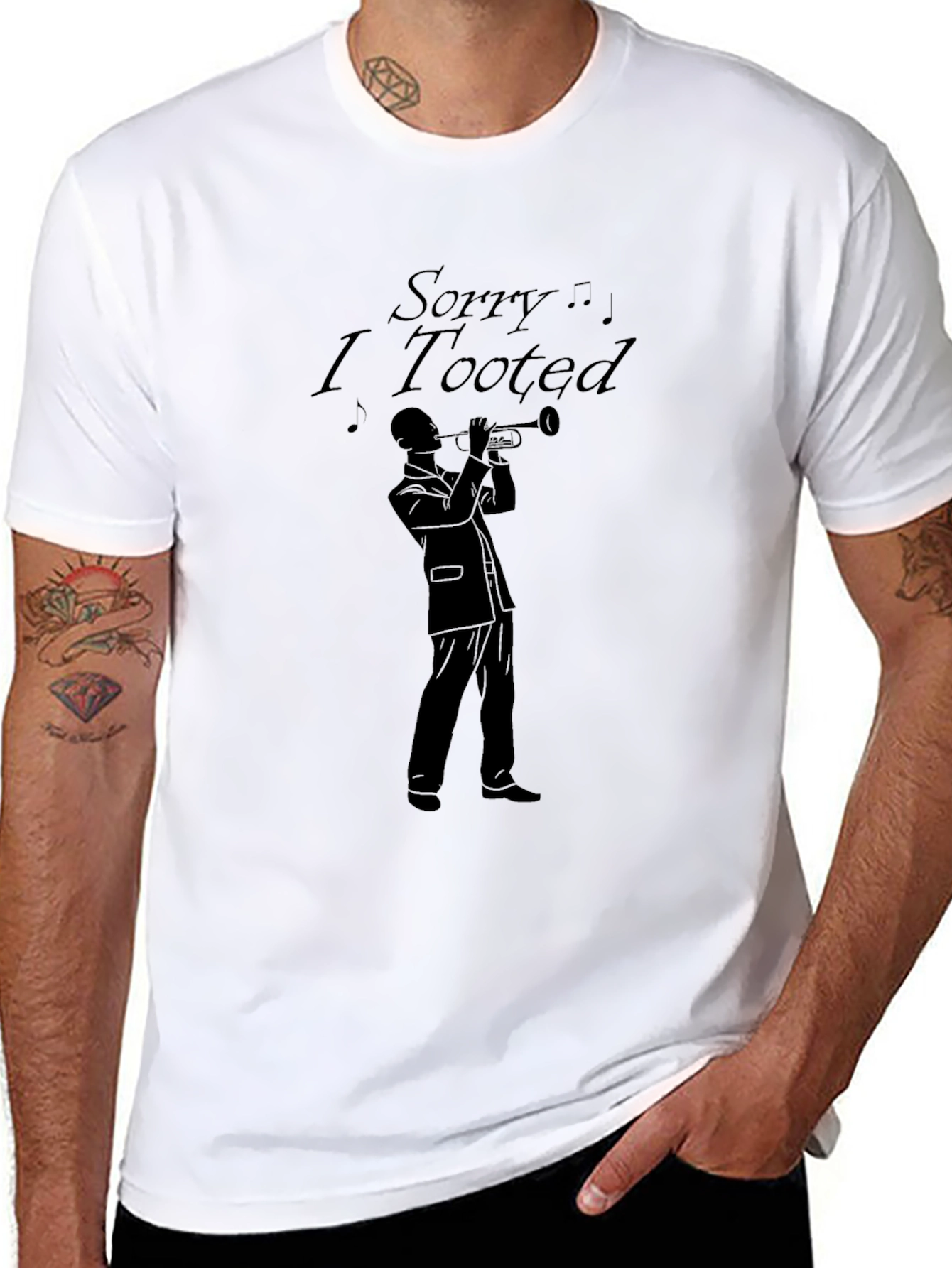 Black Sorry I Tooted T-Shirt - Humorous Music Lover Tee view 8