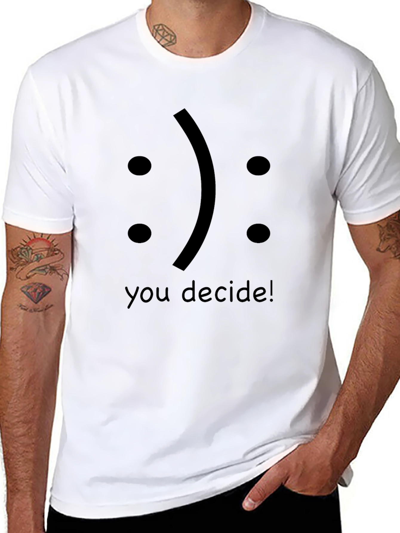 Black Decide! Graphic T-Shirt, Men's Crew Neck Tee view 8