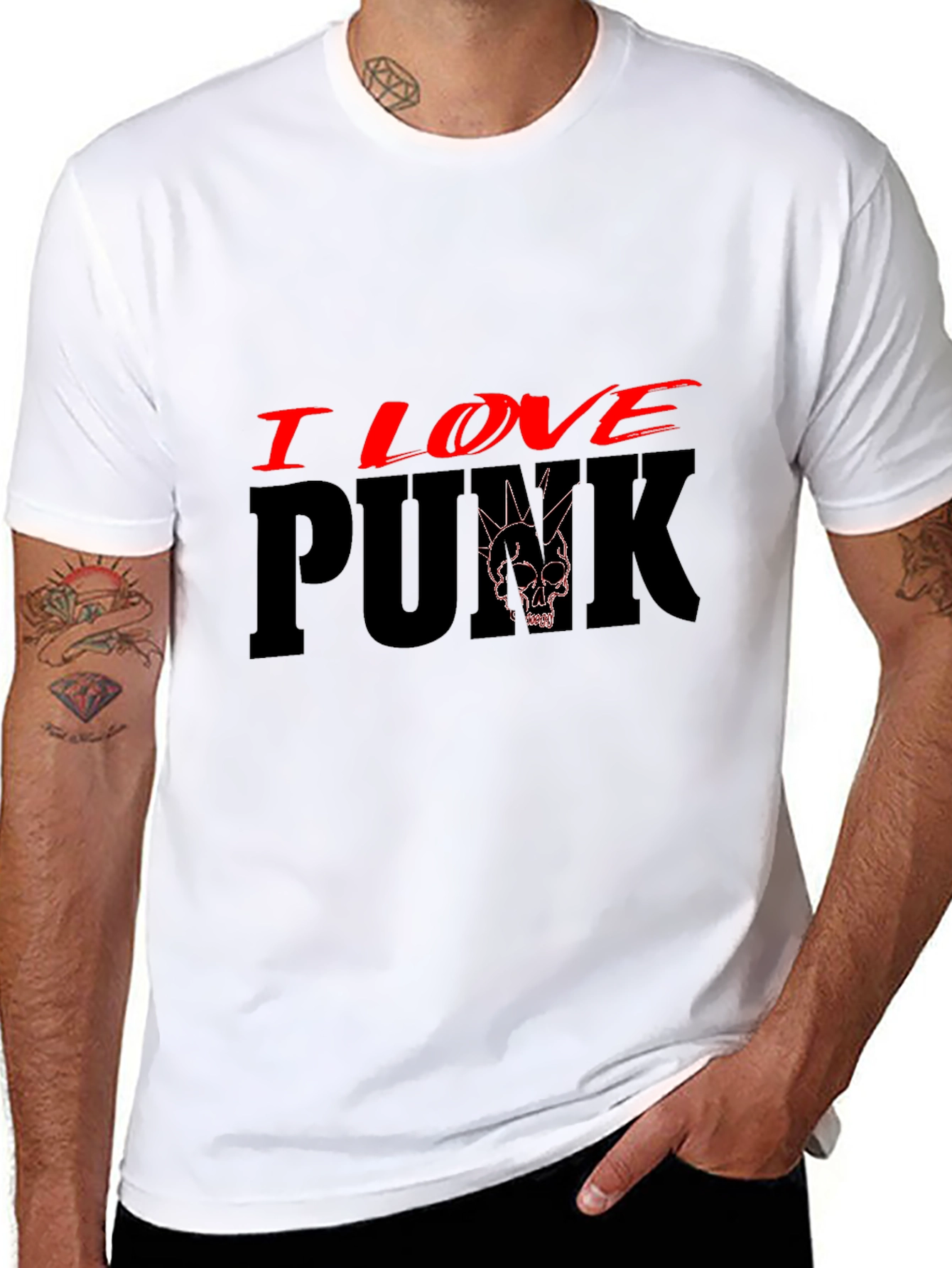 Black I Love Punk Graphic Tee - Black Cotton Blend view 8