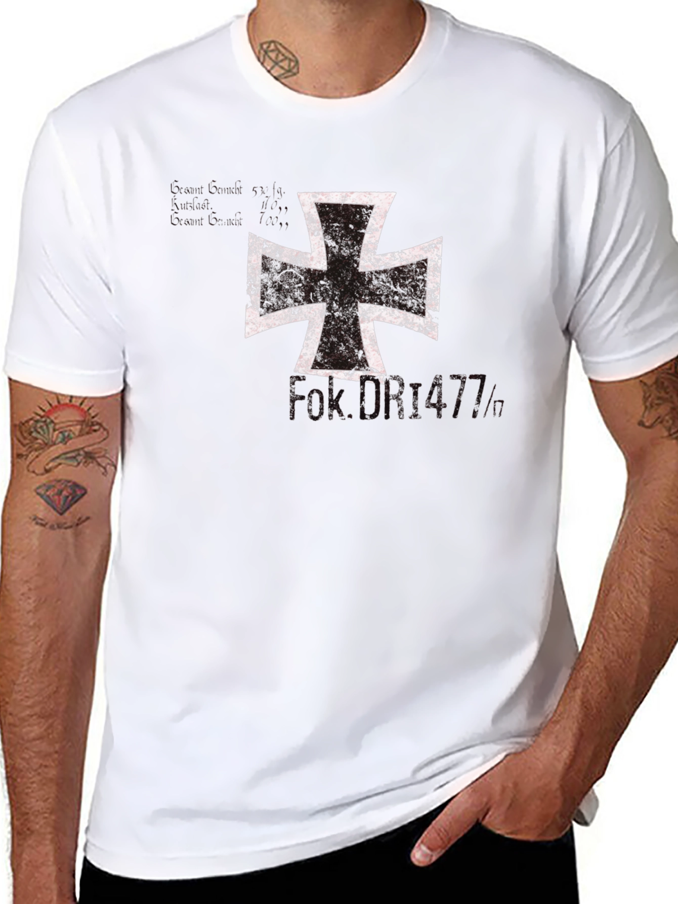 Black Vintage Iron Cross Graphic T-Shirt view 8