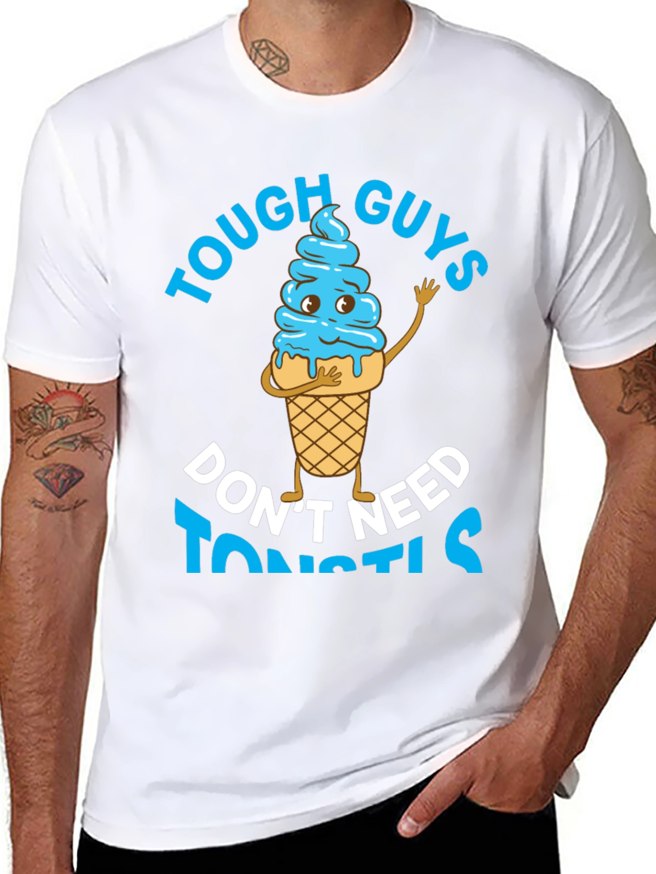Black Tough Guys Don't Need Toonstils T-Shirt view 8