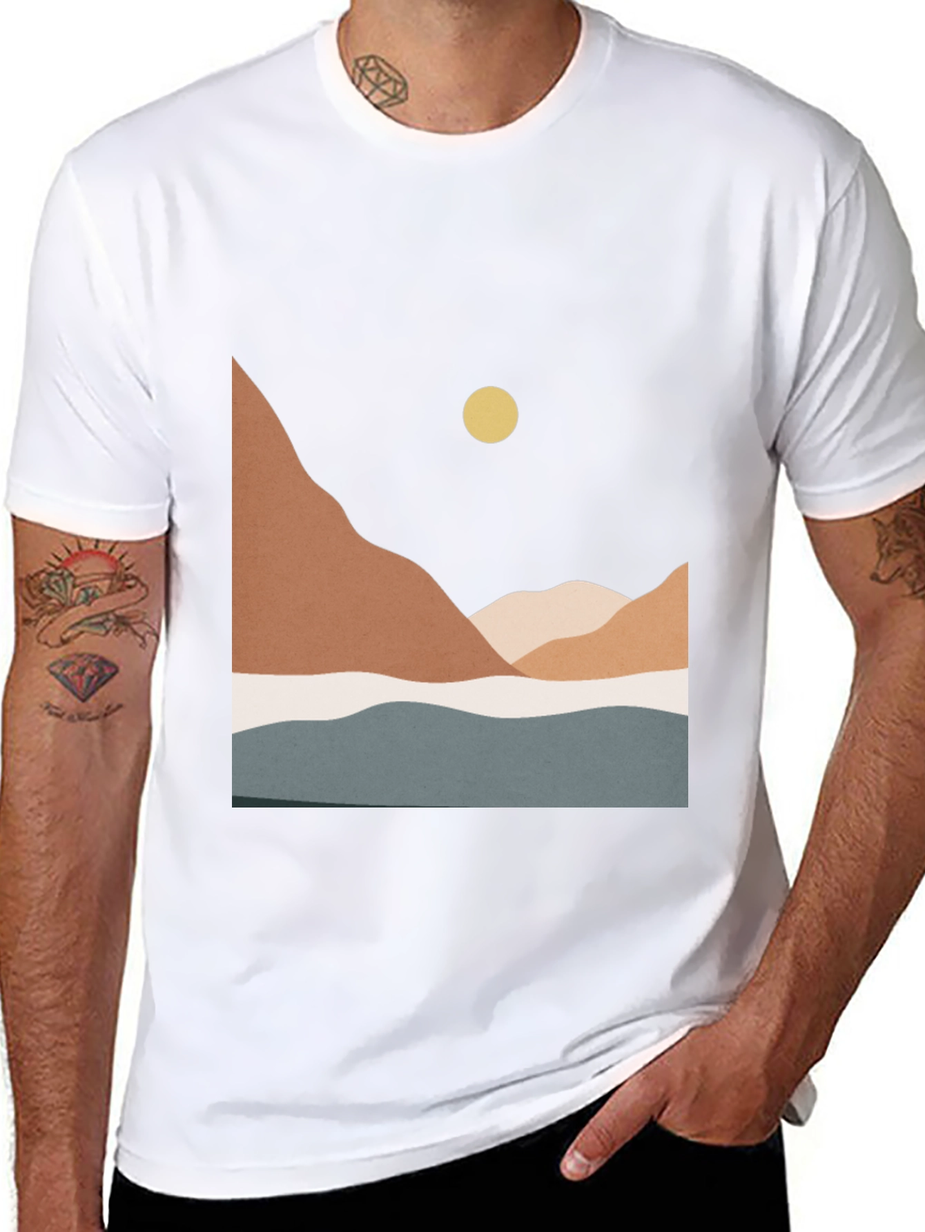 Black Minimalist Mountain Scene Graphic Tee view 8
