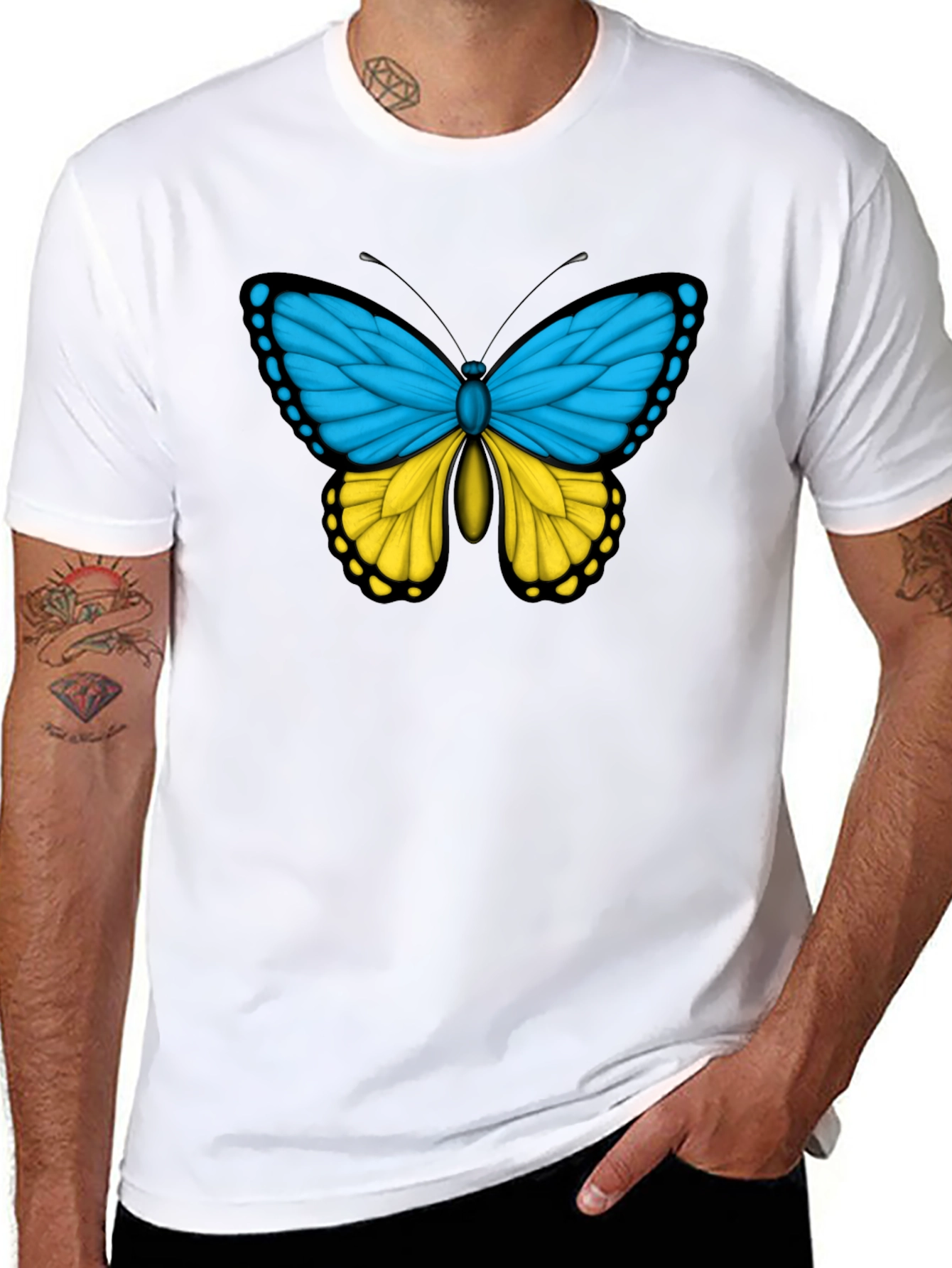 Black Butterfly Ukraine Flag T-Shirt view 8