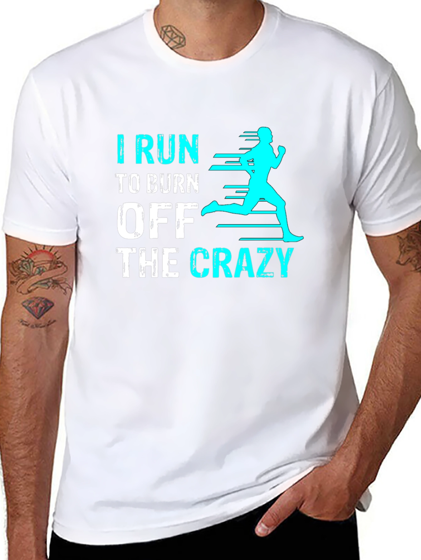 Black I Run To Burn Off The Crazy Graphic Tee view 8