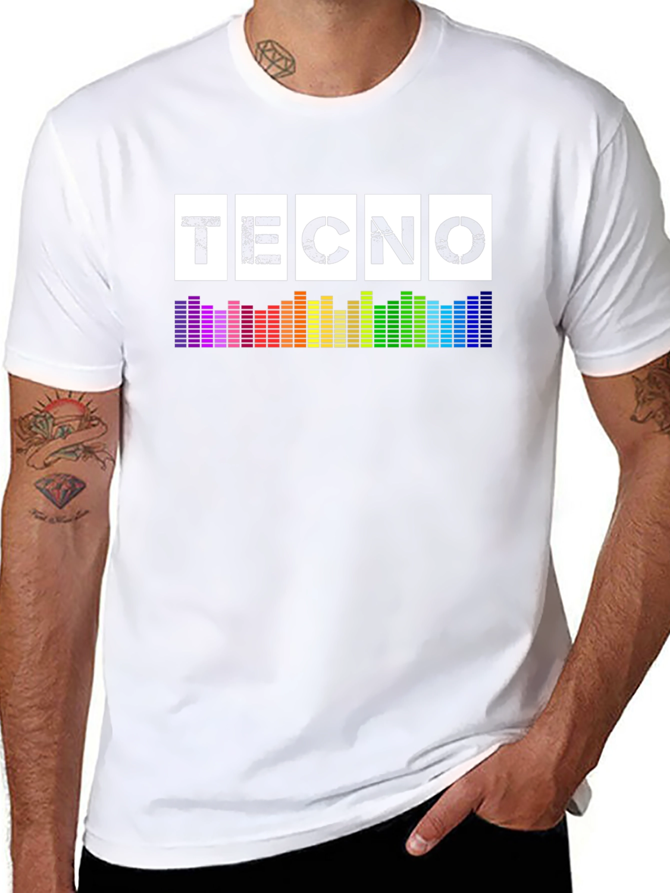 Black Techno Music T-Shirt - Graphic Equalizer Design view 8