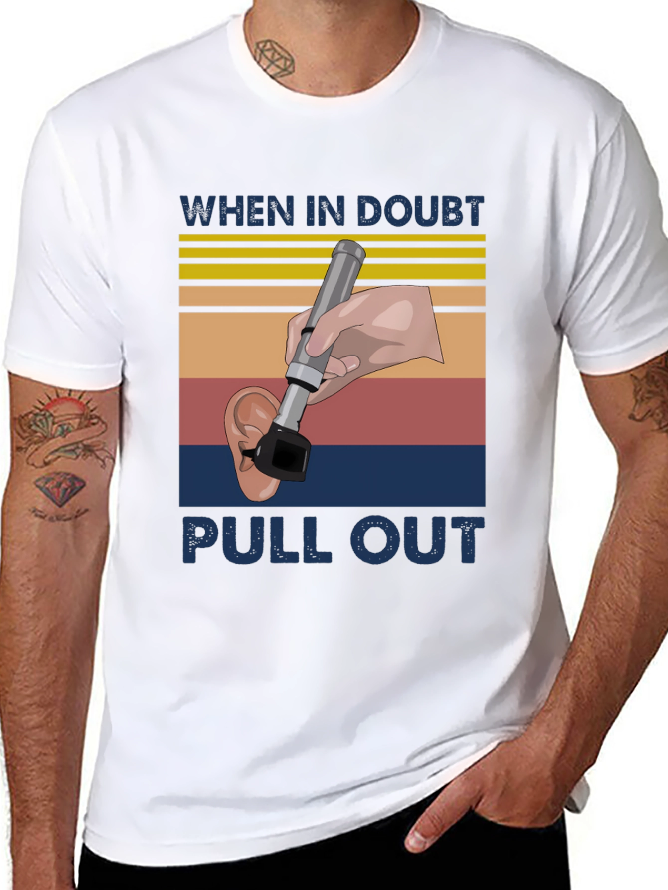 Black Funny Otoscope T-Shirt - When in Doubt Pull Out view 8