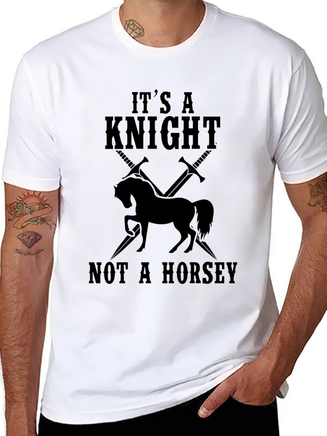 Black It's a Knight, Not a Horsey Black T-Shirt view 8