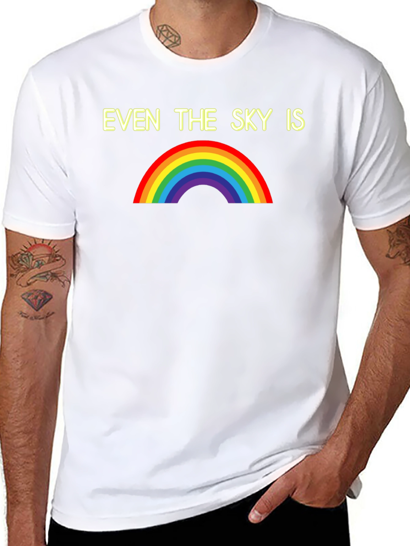 Black Even the Sky Is Rainbow T-Shirt - Soft Cotton Tee view 8
