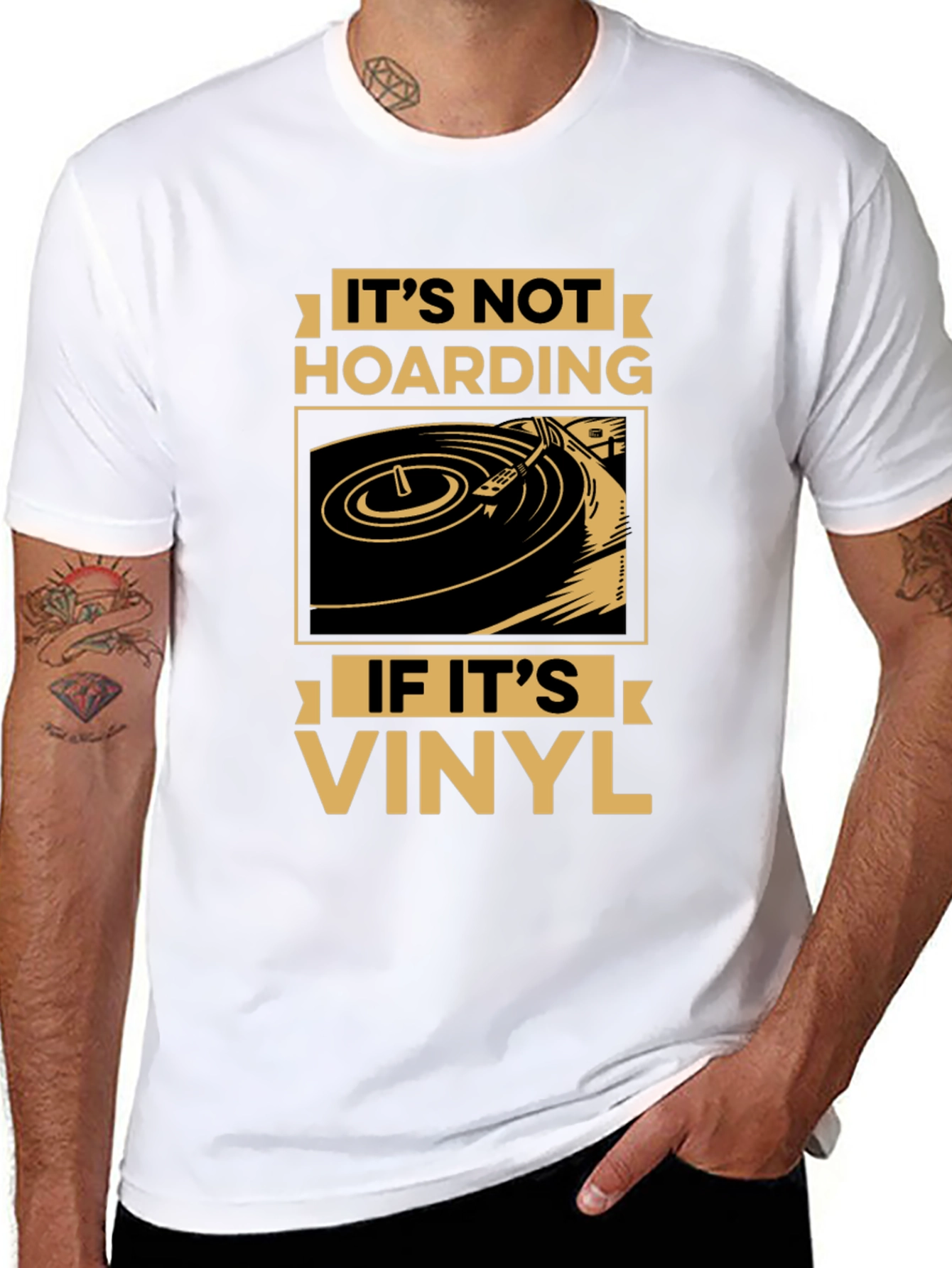 Black It's Not Hoarding If It's Vinyl Record T-Shirt view 8
