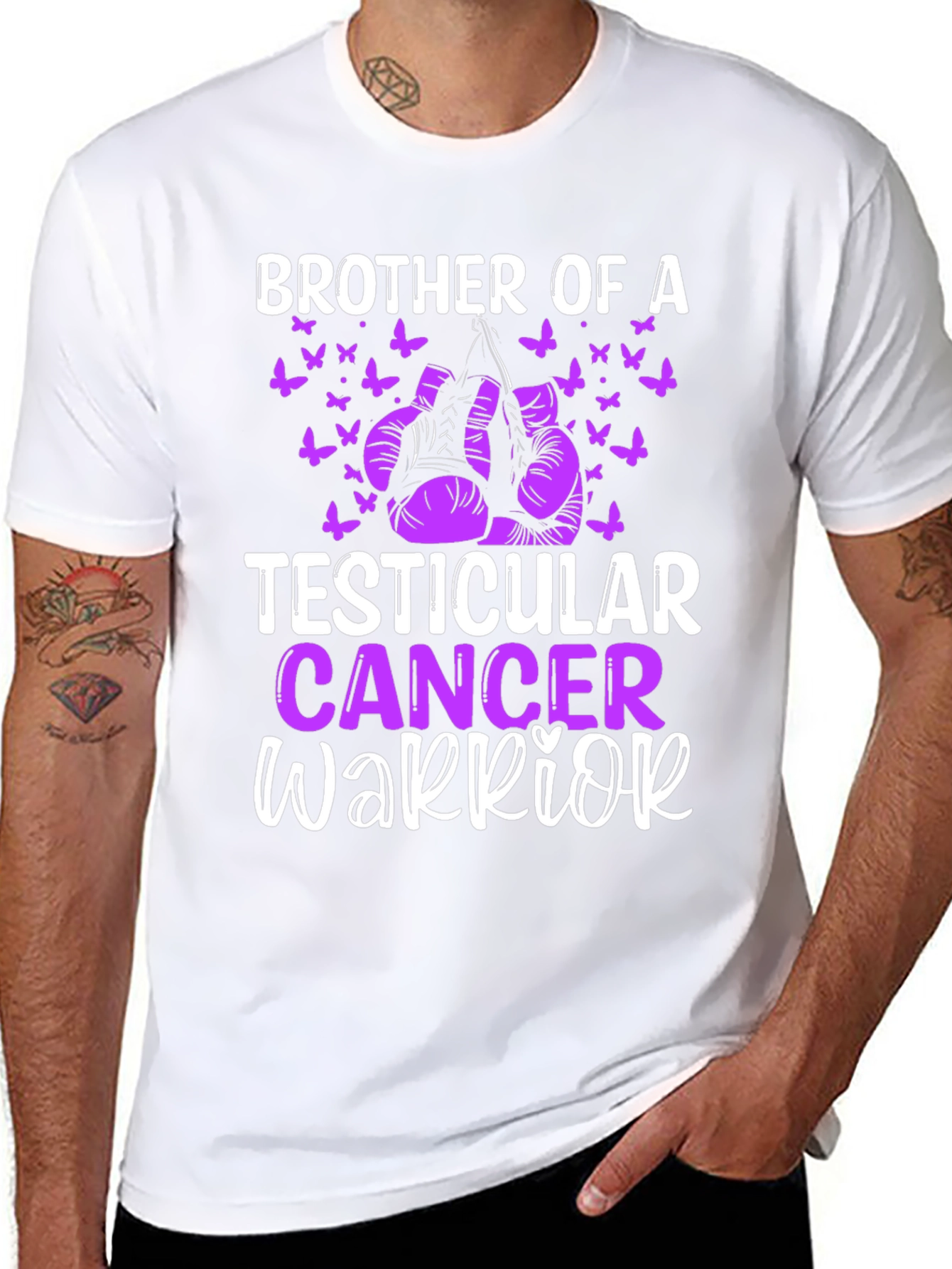 Black Brother of a Testicular Cancer Warrior T-Shirt view 8