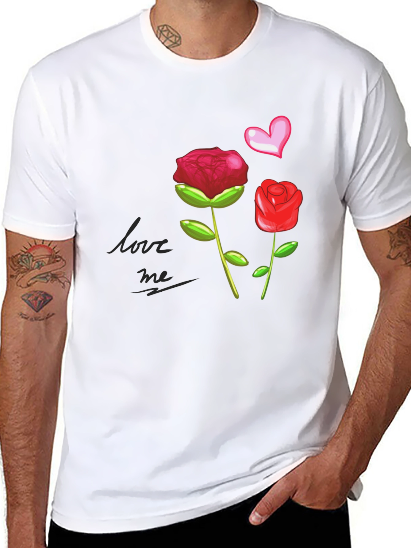Black Love Me Roses Graphic Tee - Black view 8