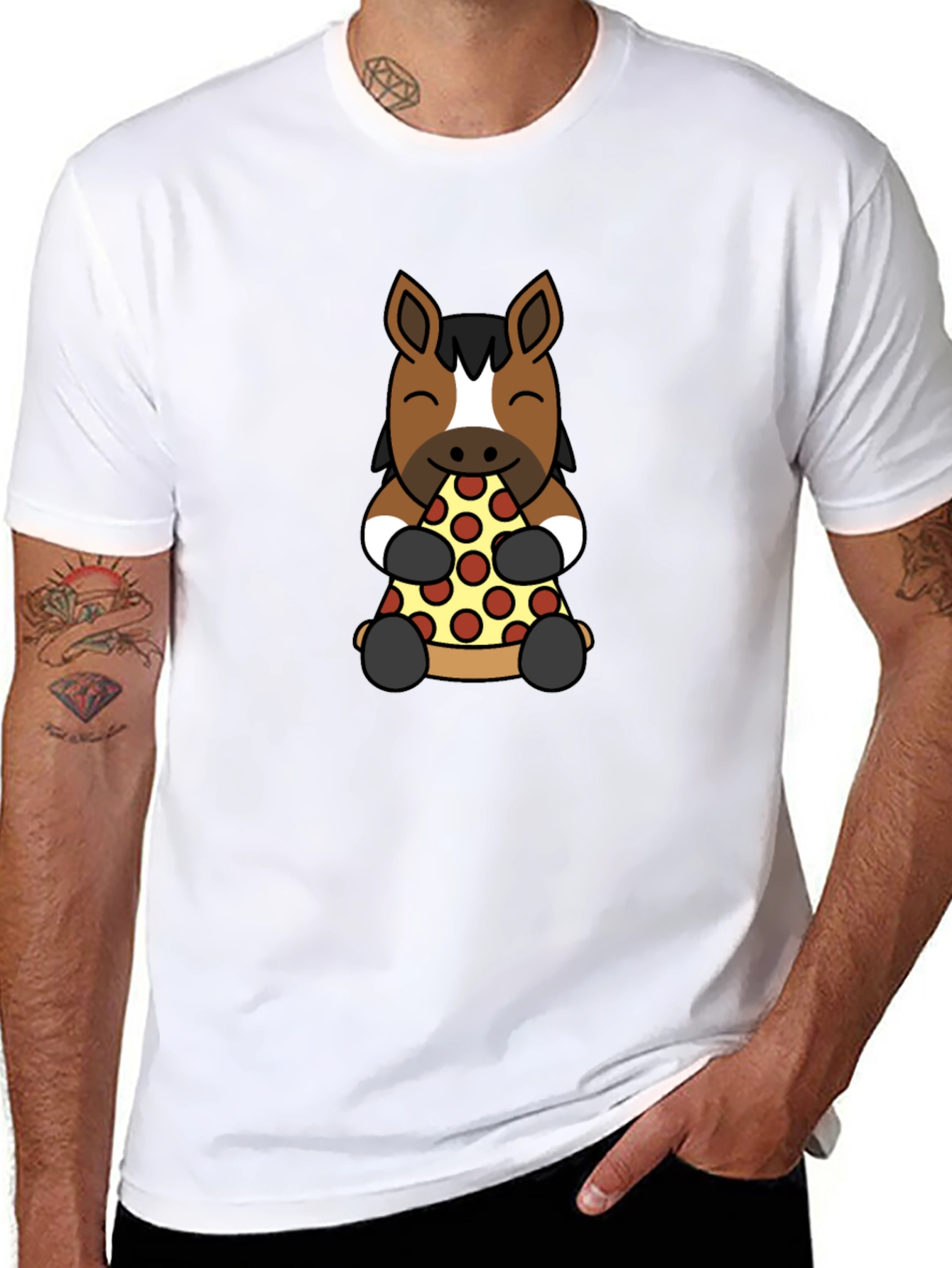 Black Horse Pizza Lover Graphic Tee view 8