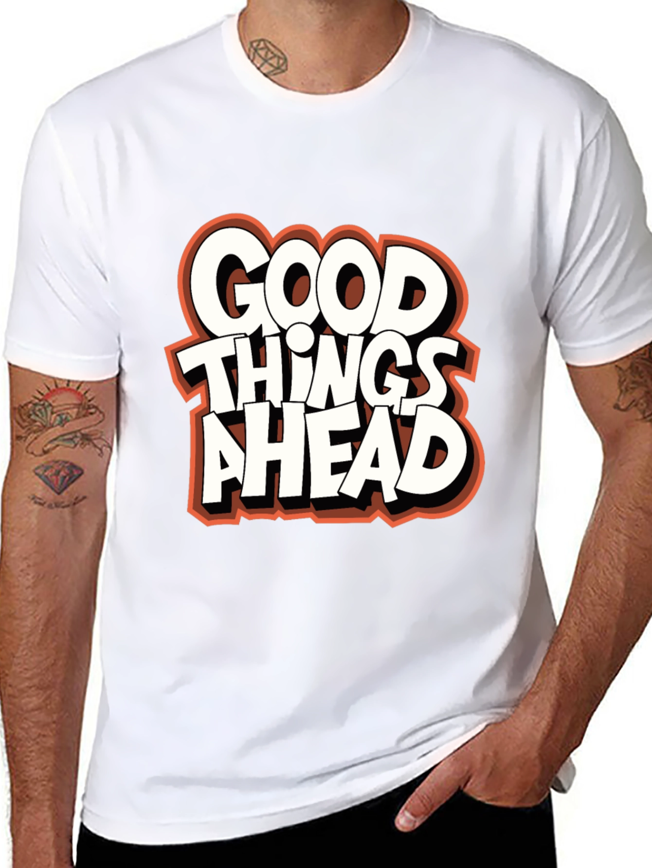Black Good Things Ahead Graphic Tee - Black view 8