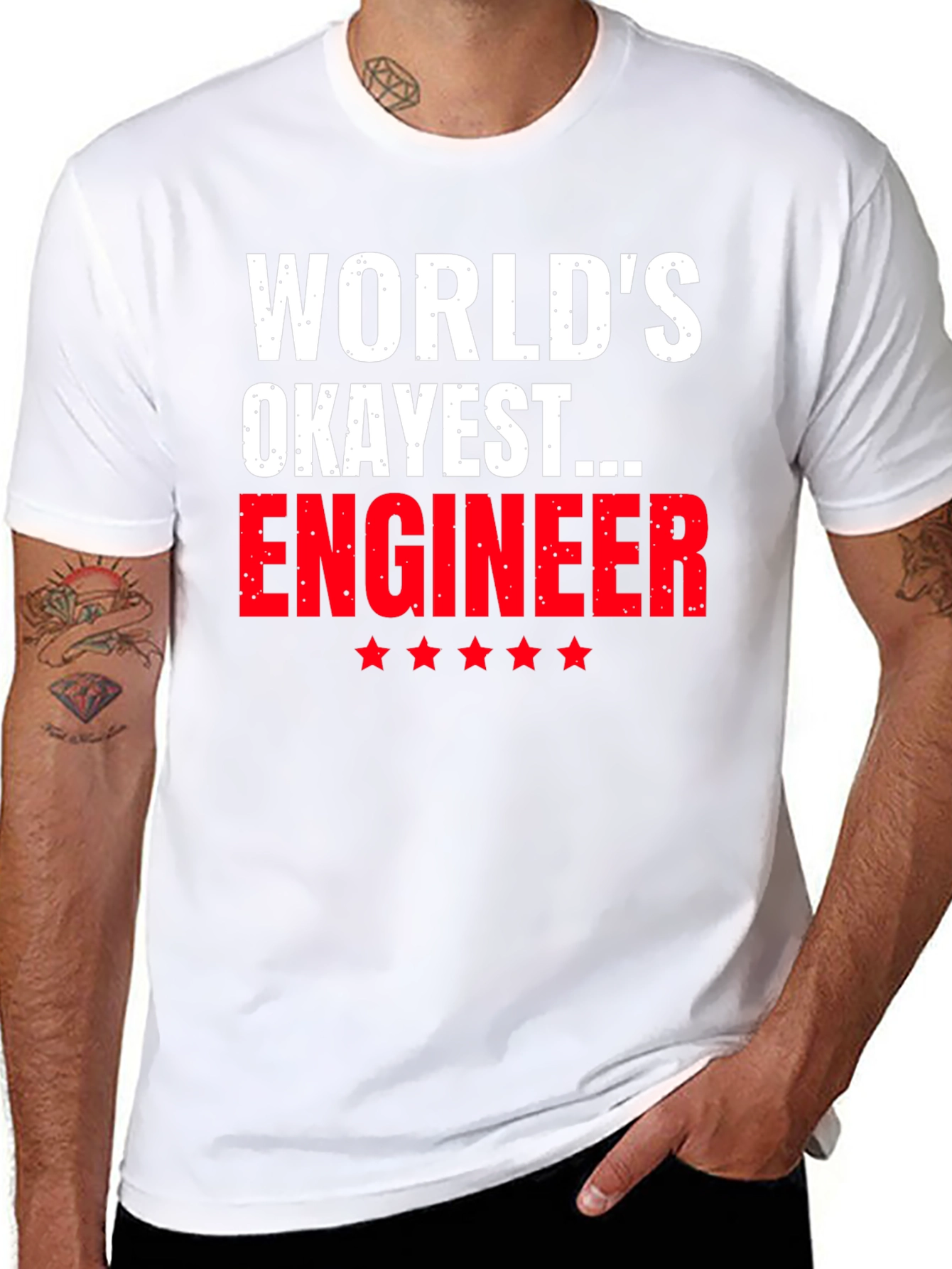 Black World's Okayest Engineer T-Shirt - Funny Gift view 8