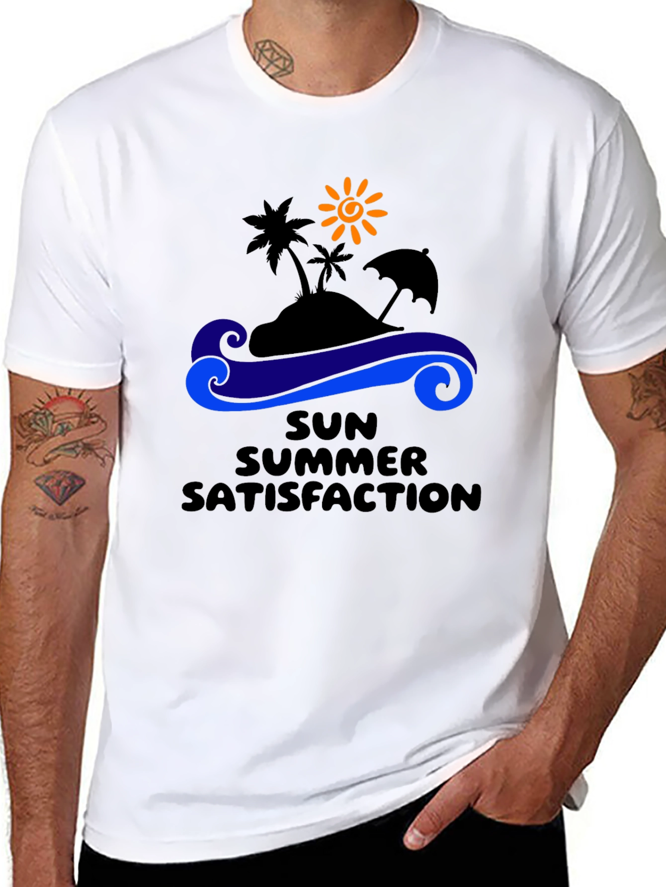 Black Summer Satisfaction Black Graphic T-Shirt view 8