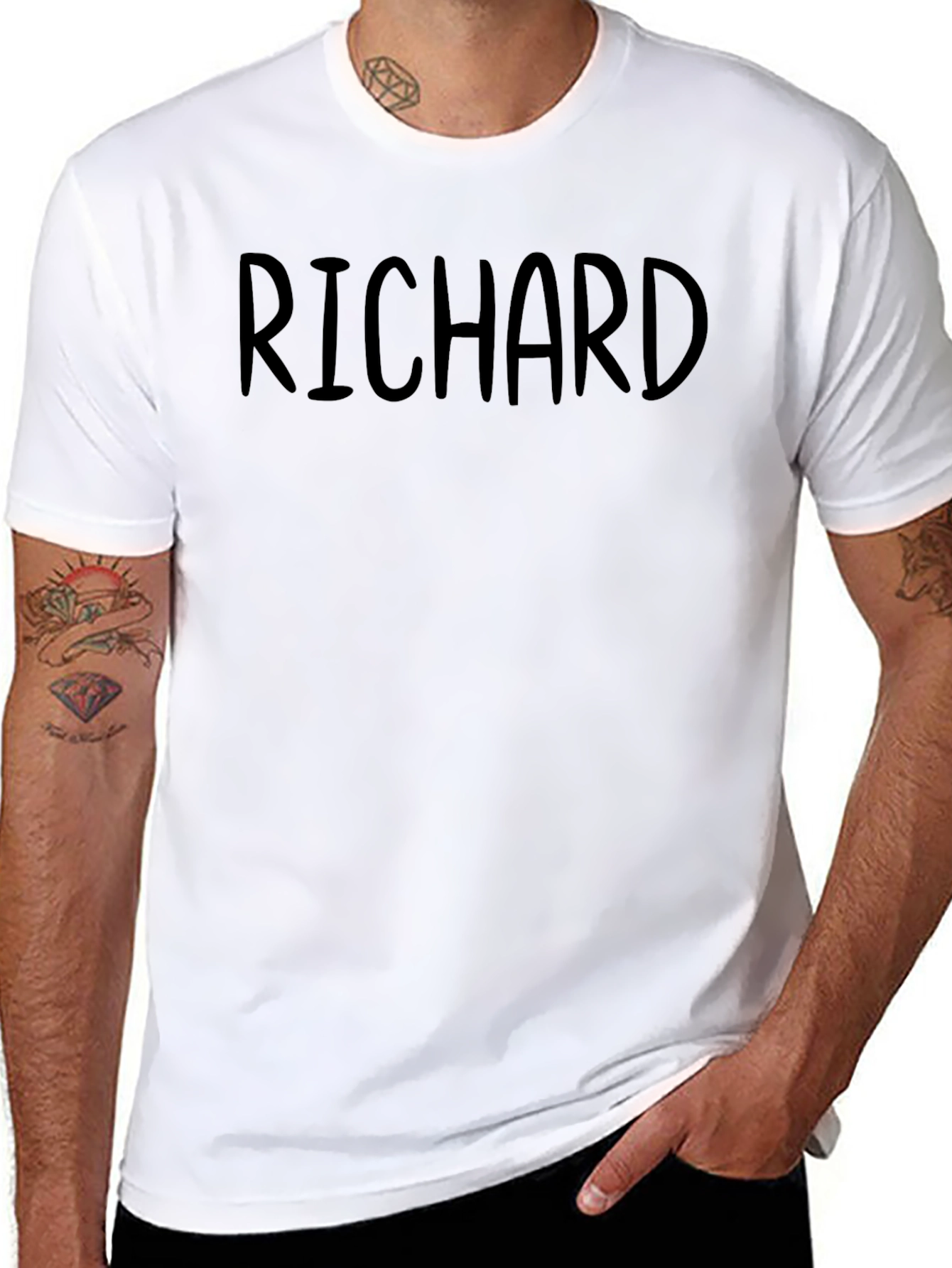Black Richard T-Shirt - Black Crew Neck Tee view 8