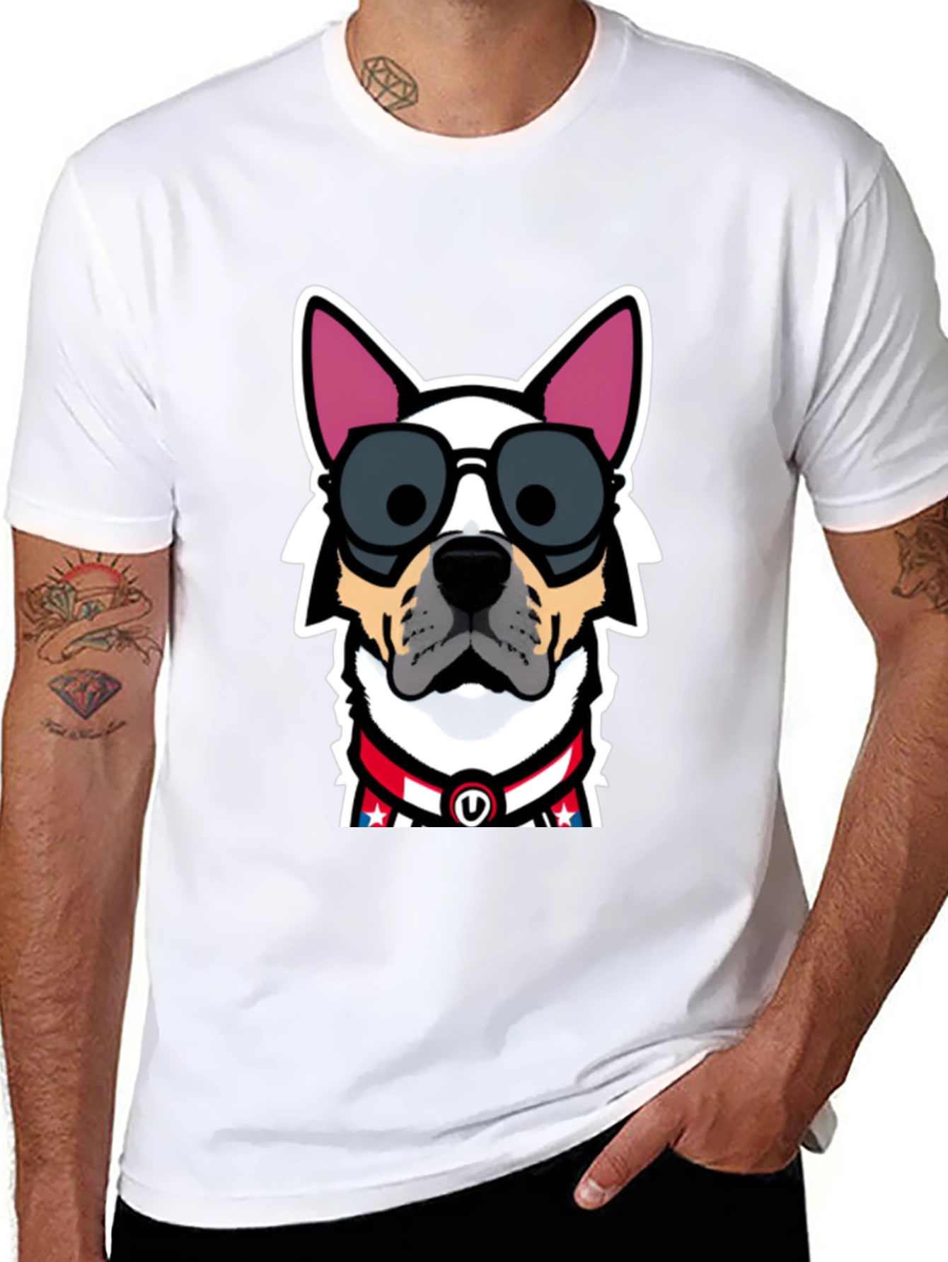 Black Cool Dog Graphic Tee - Patriotic Pup view 8