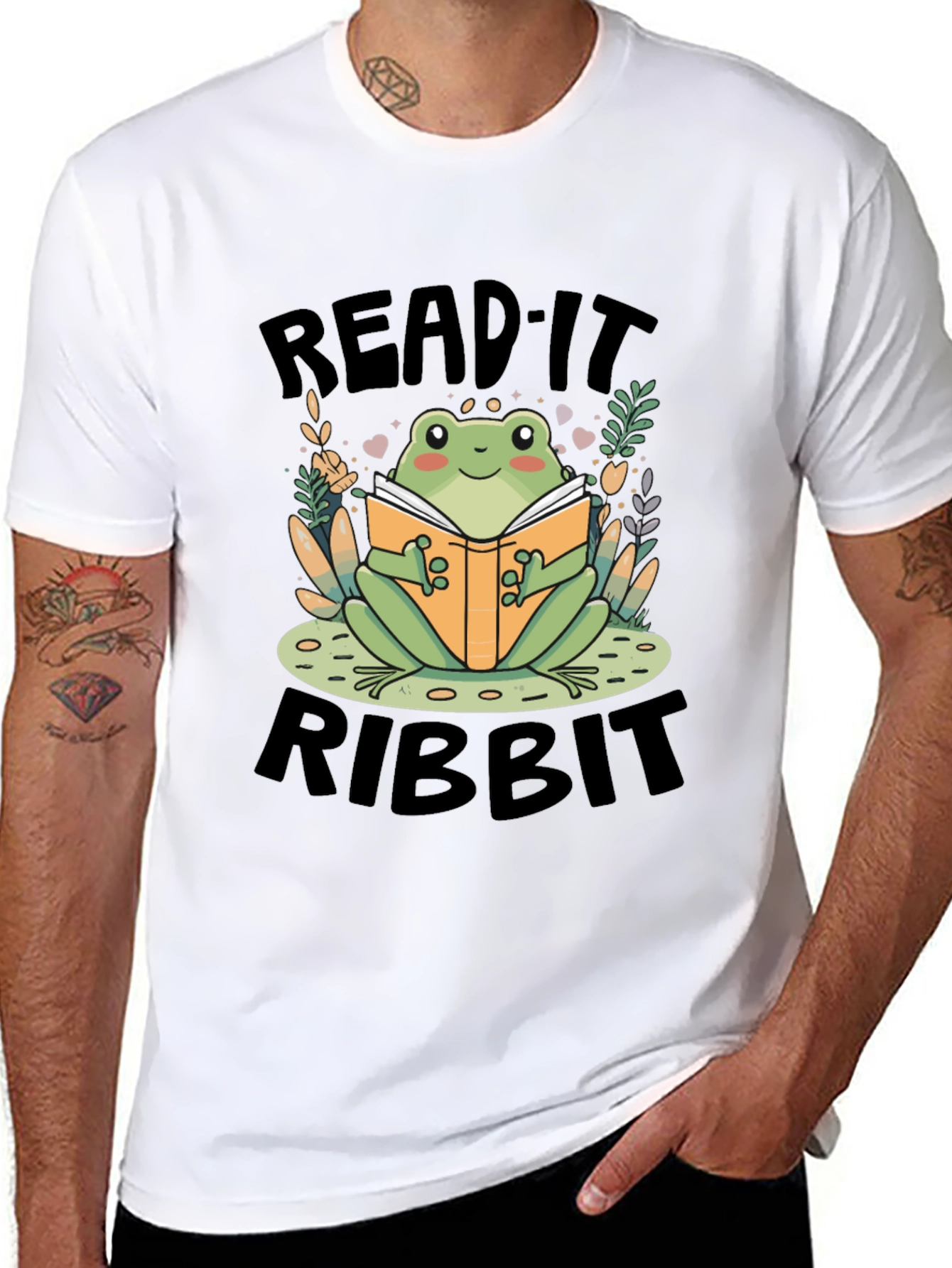 Black Read It Ribbit Frog Graphic Tee view 8