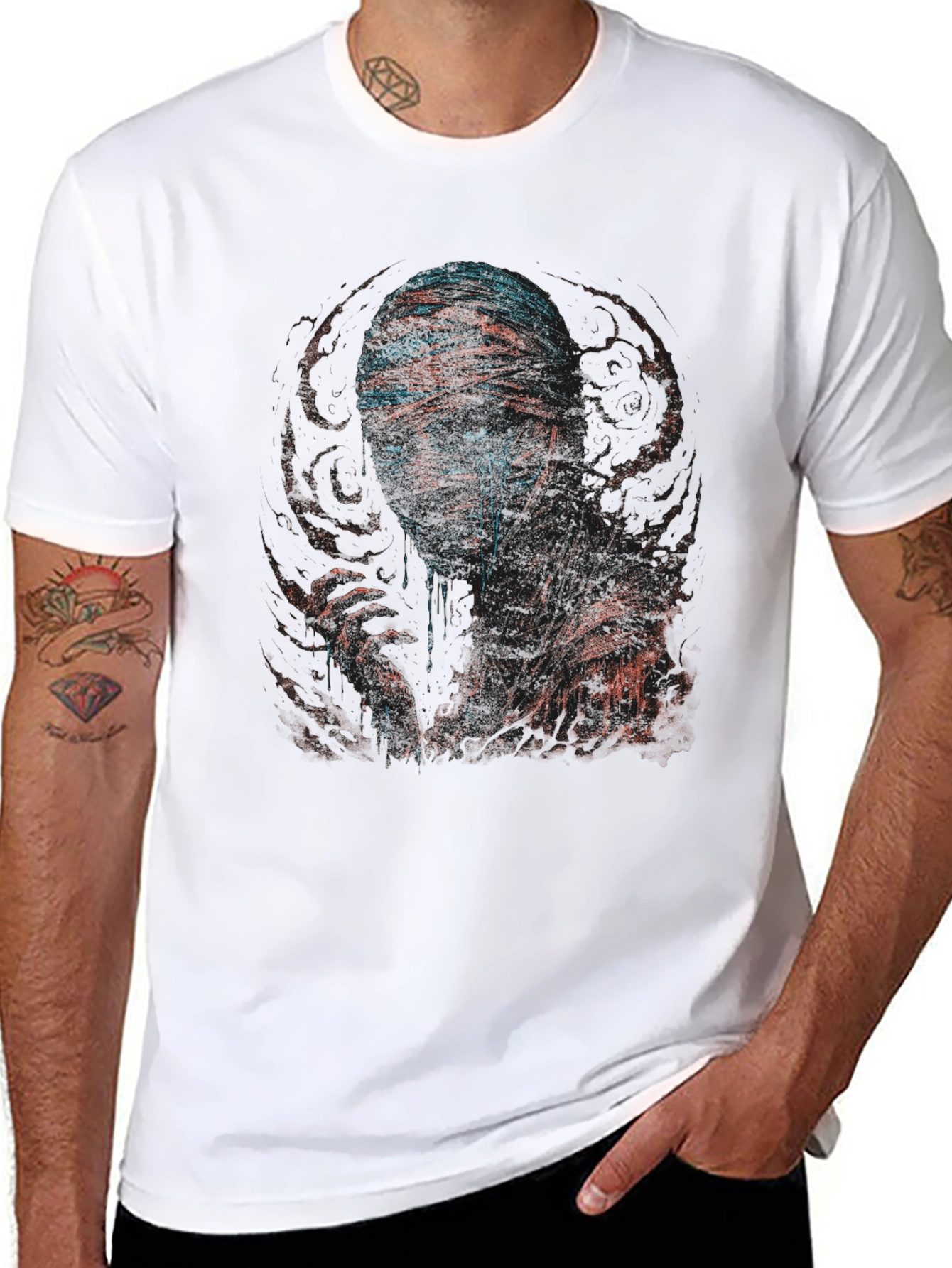 Black Mummy Graphic Print Crew Neck T-Shirt view 8