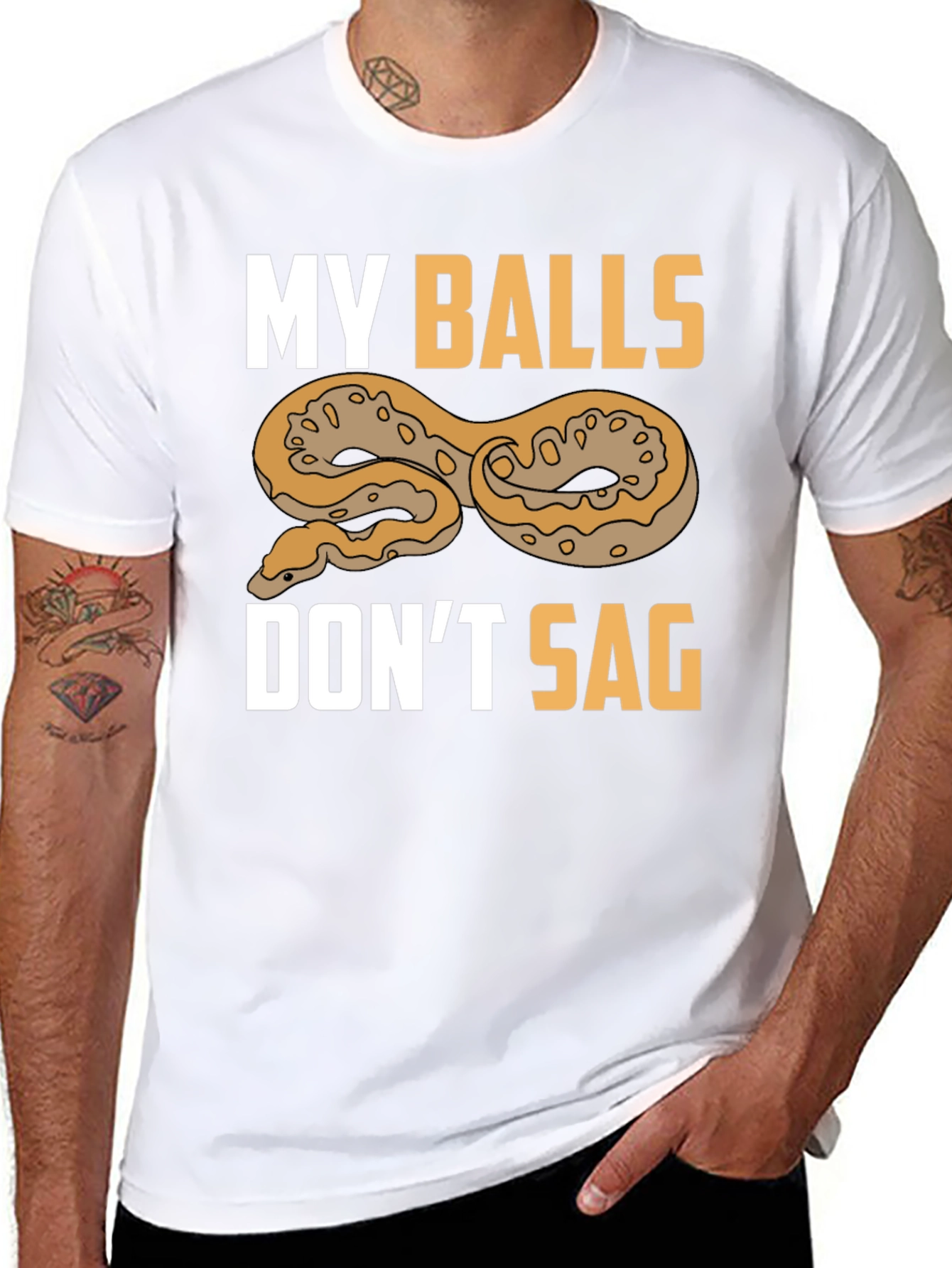 Black Funny "My Balls Don't Sag" Snake T-Shirt view 8