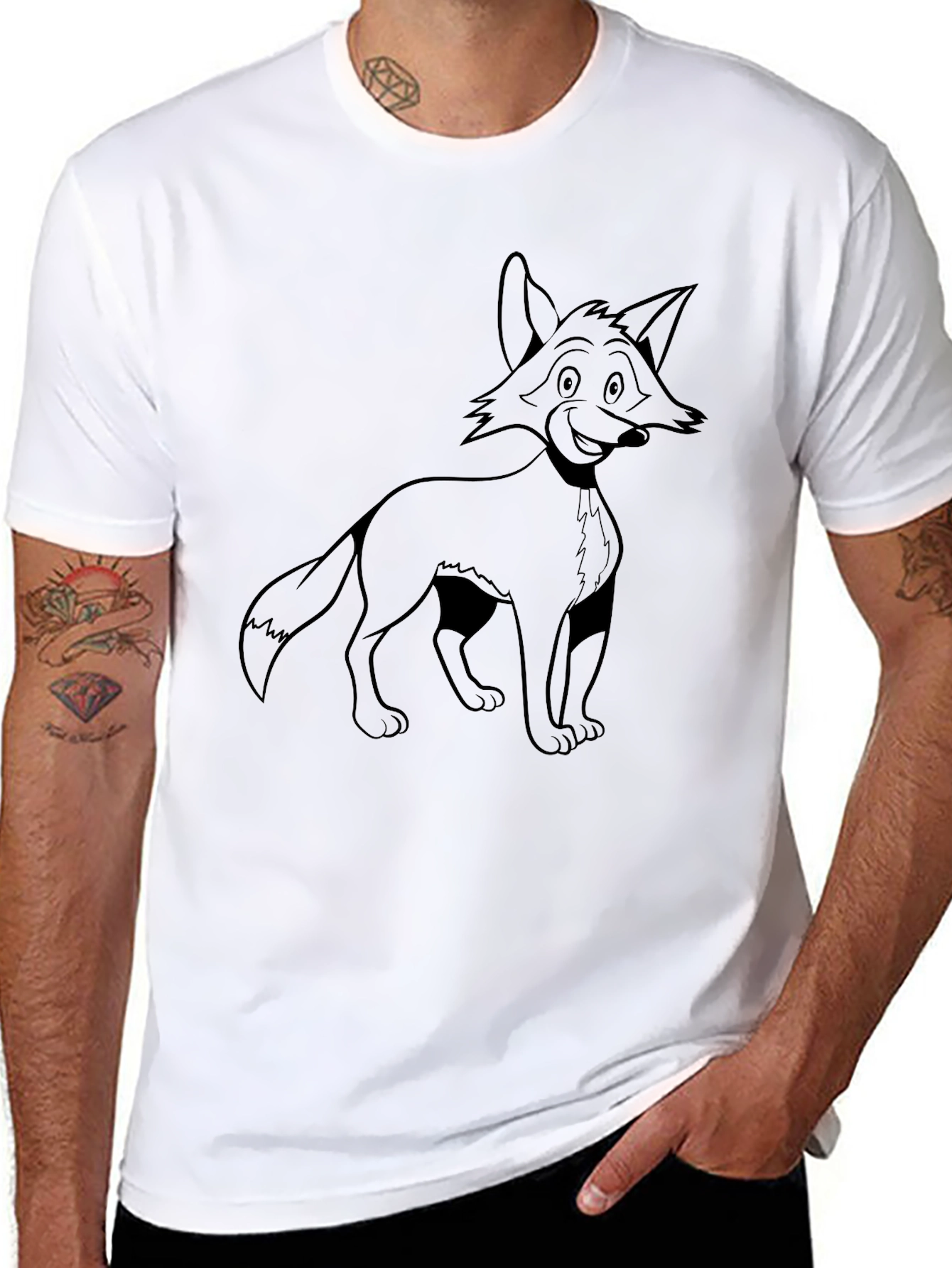 Black Fox Graphic Tee - Black Casual T-Shirt view 8