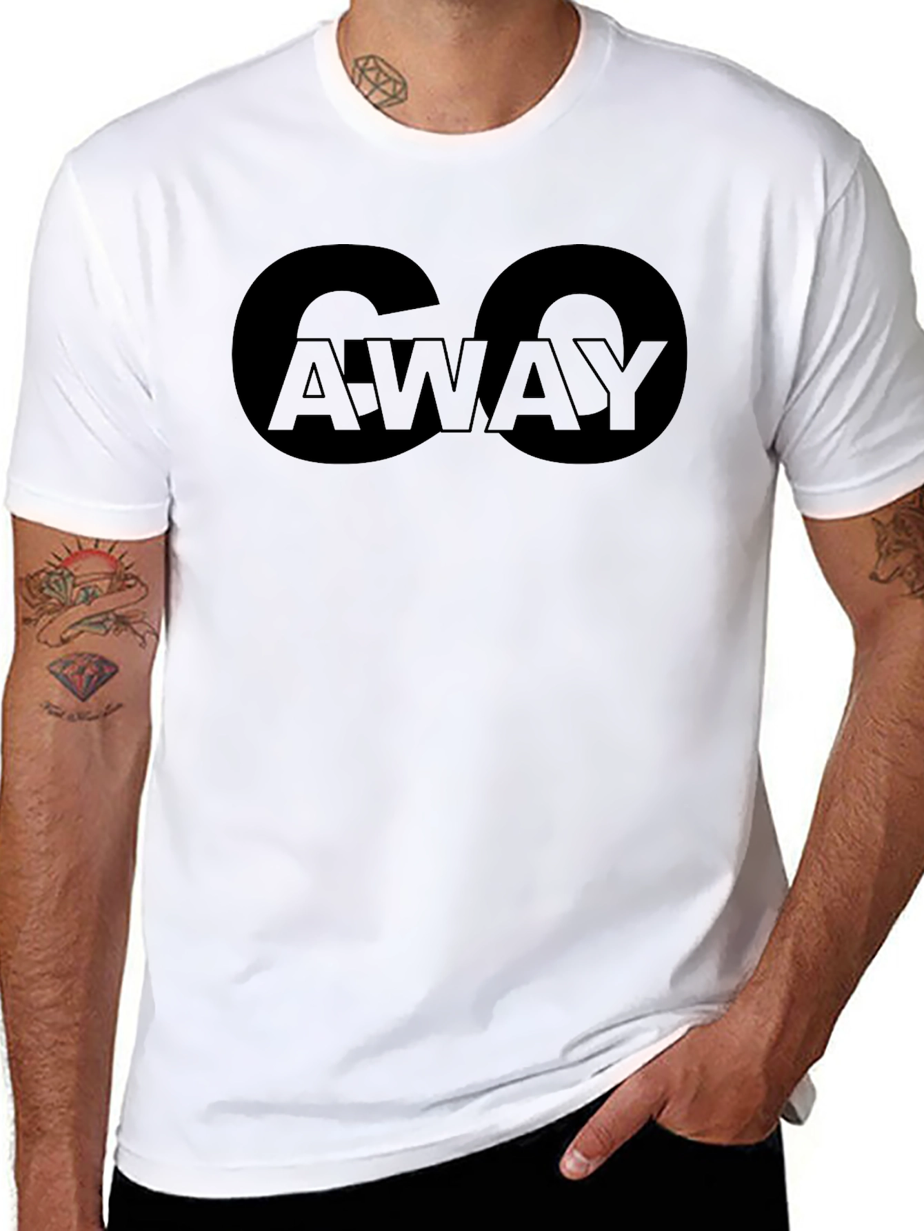 Black Go Away Graphic T-Shirt - Black Crew Neck Tee view 8