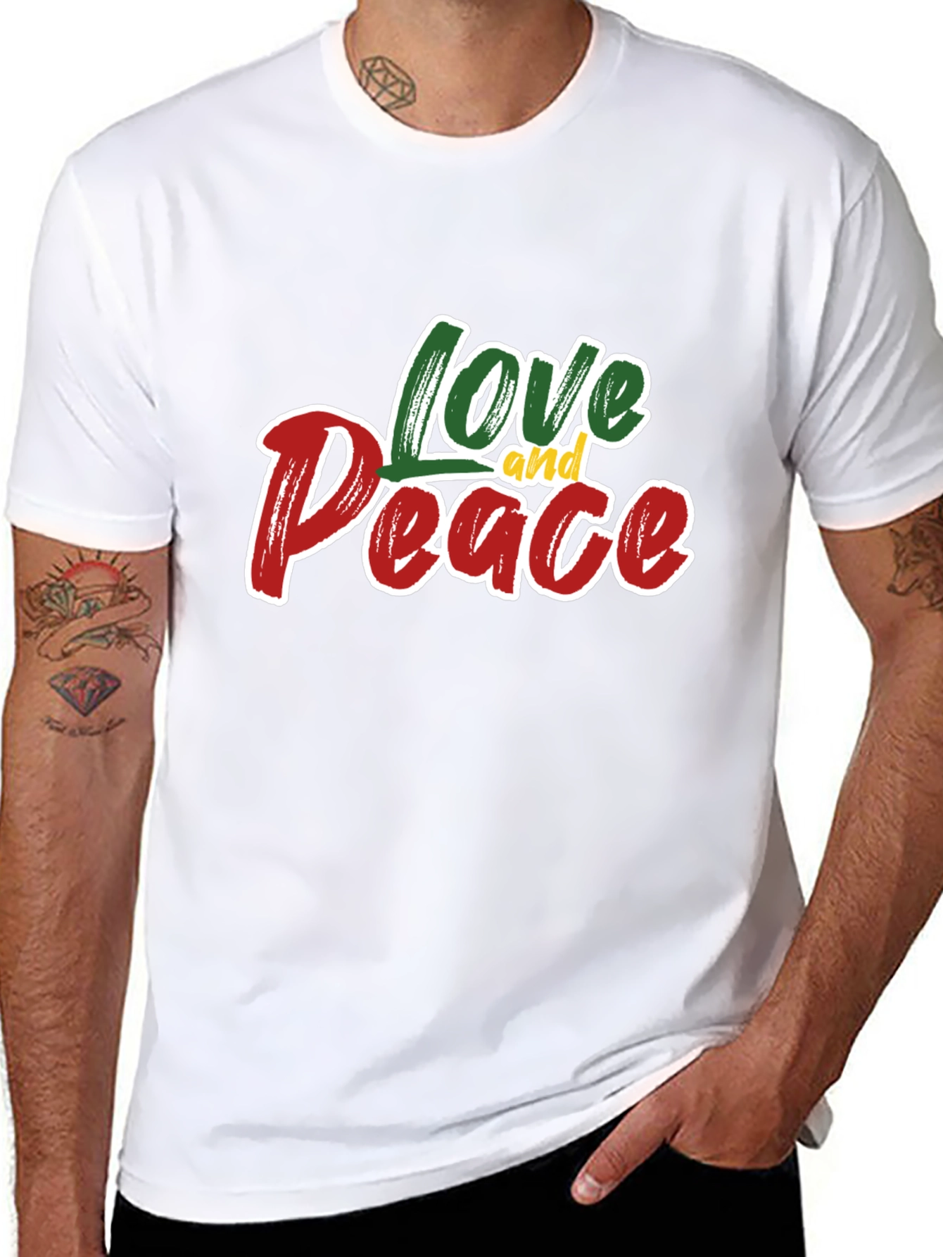 Black Love and Peace Graphic T-Shirt - Stylish Black Tee view 8