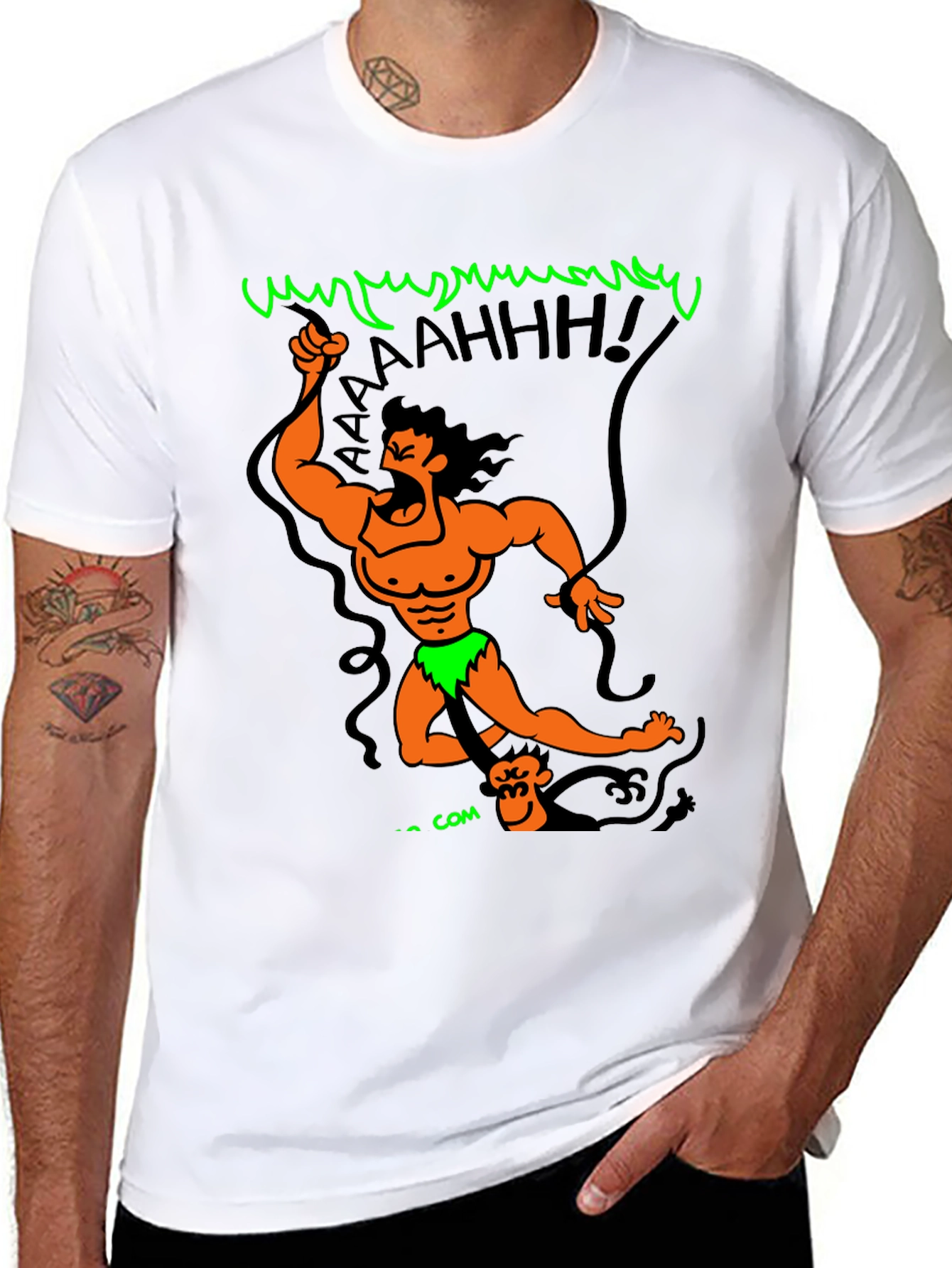 Black Cartoon Tarzan Graphic Black T-Shirt view 8