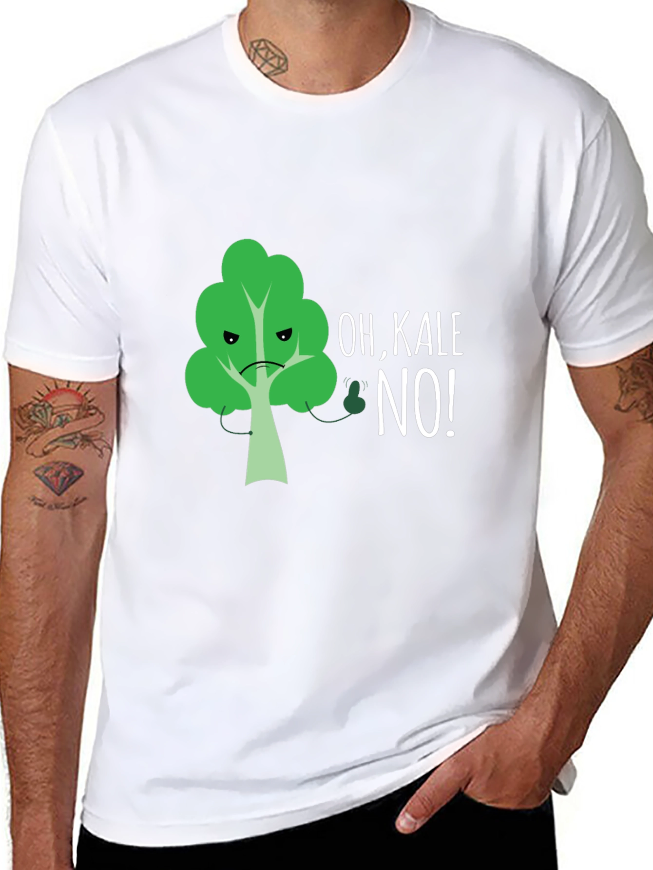 Black Oh, Kale No! Funny Graphic T-Shirt view 8