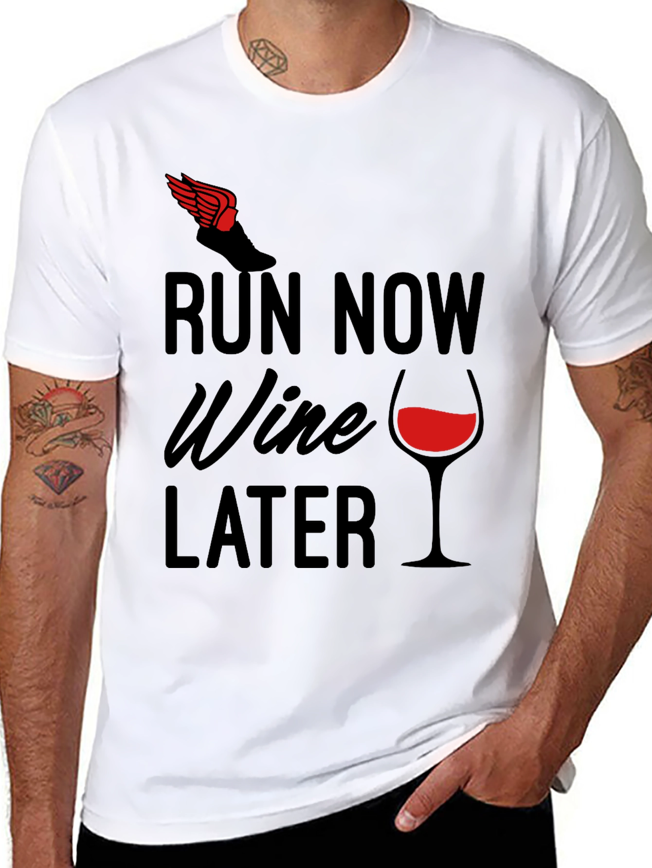 Black Run Now Wine Later Graphic Tee view 8