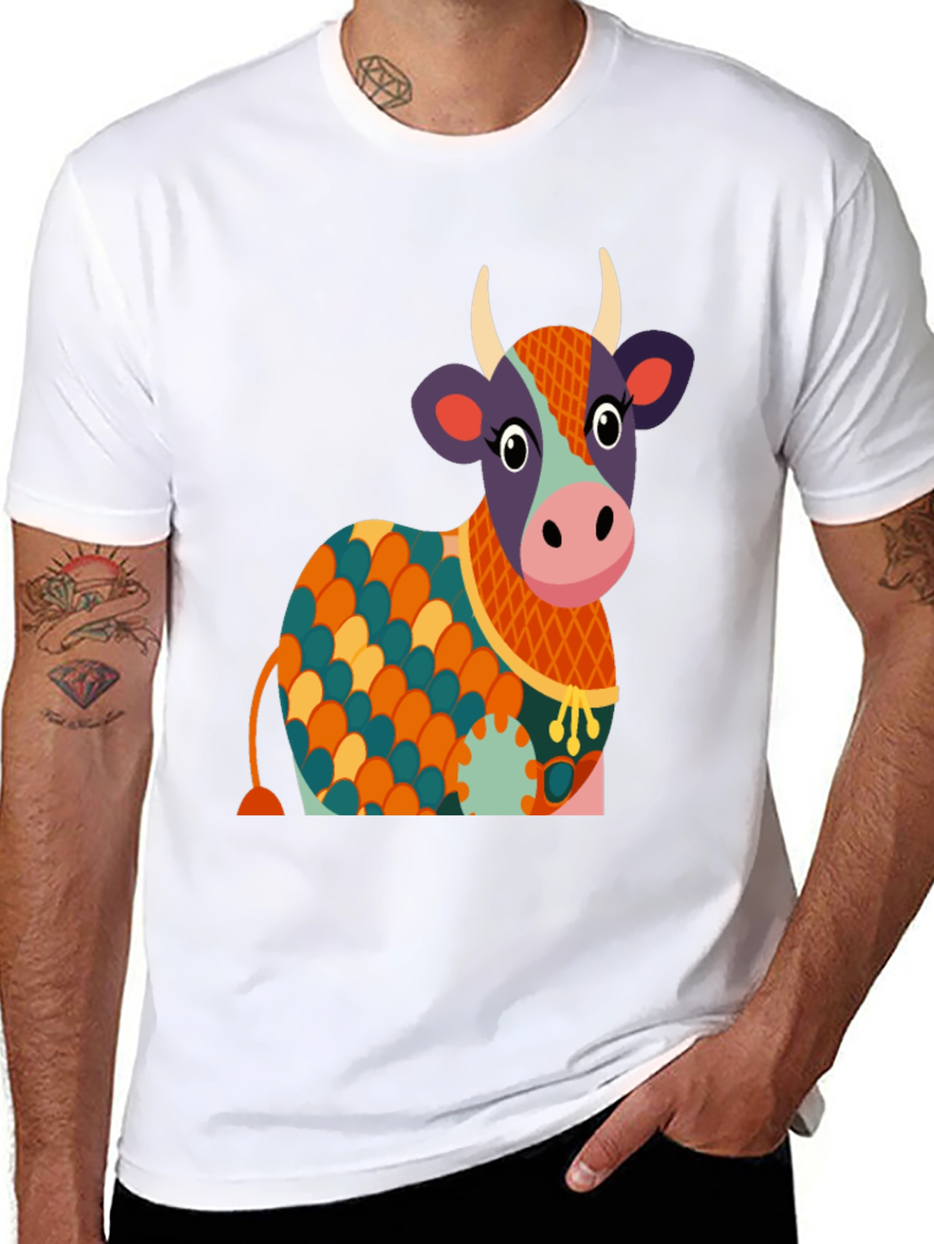 Black Cow Graphic Tee - Whimsical Print Shirt view 8