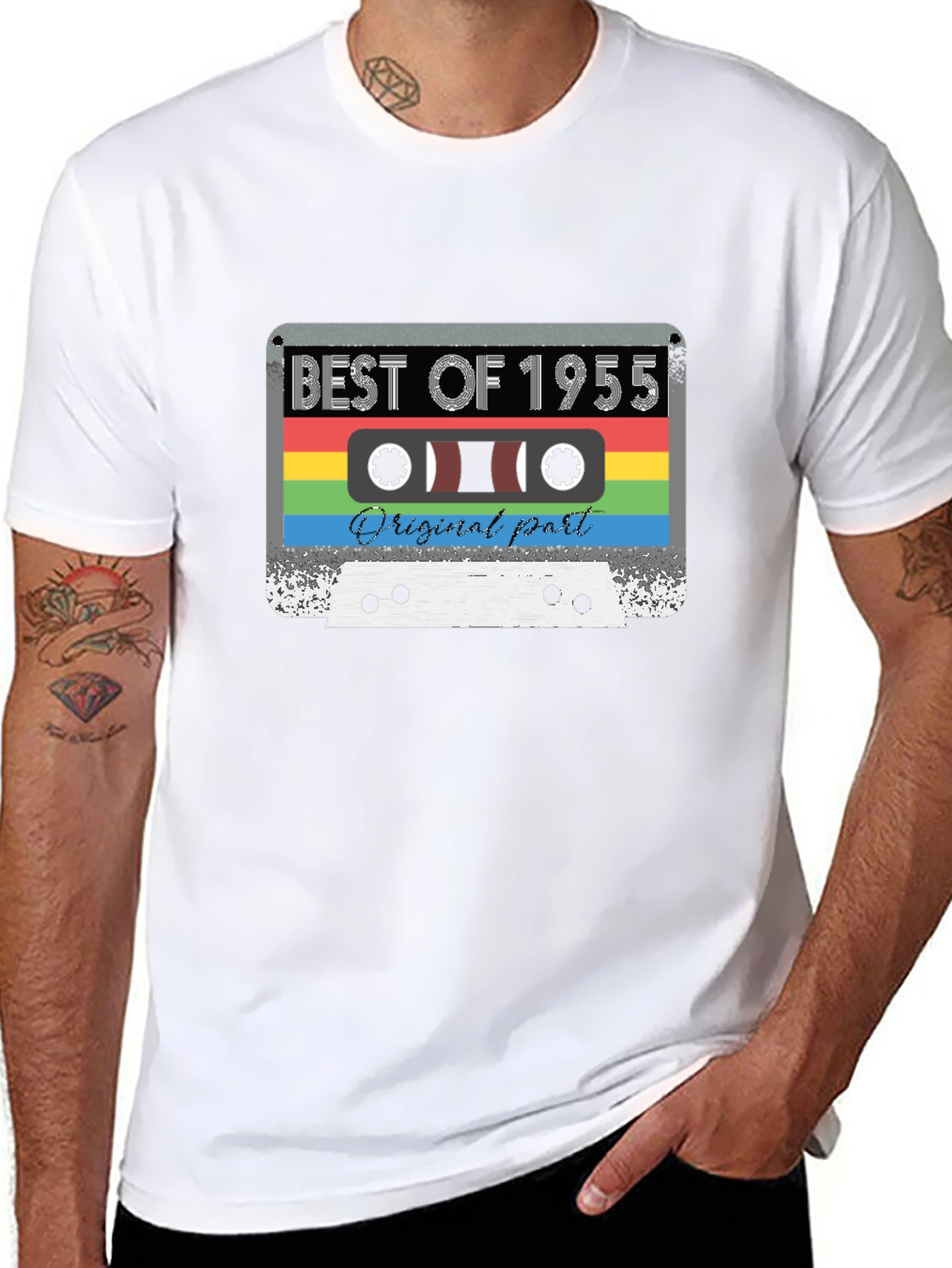 Black Best of 1955 Retro Cassette T-Shirt view 8