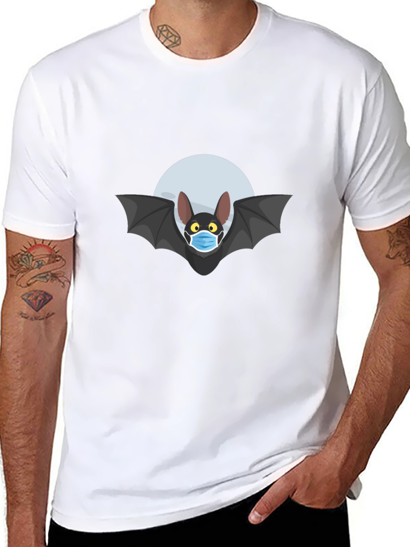 Black Masked Bat T-Shirt - Spooky Season Essential view 8