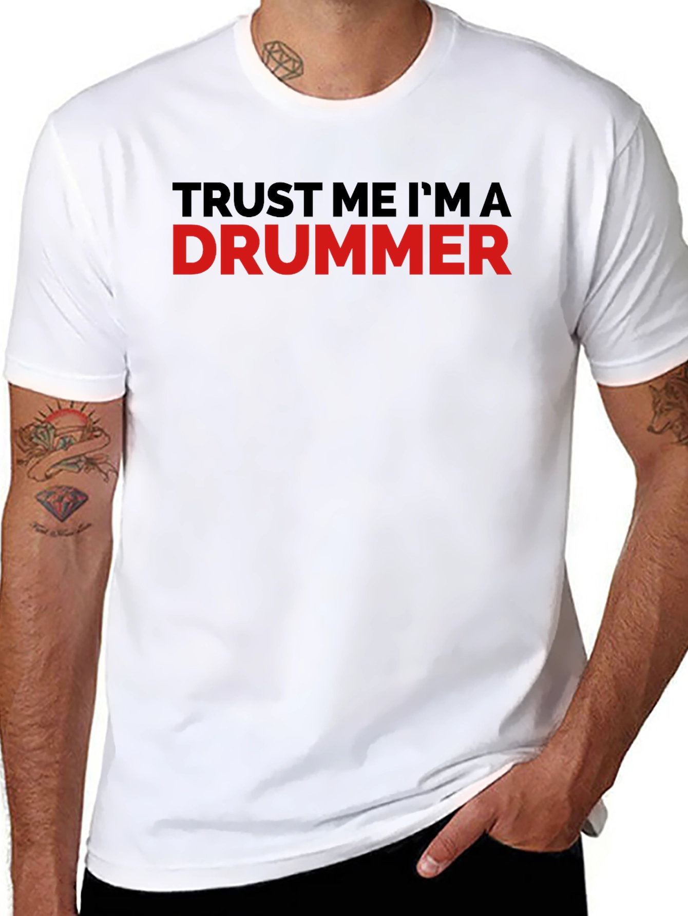 Black Trust Me I'm A Drummer Black T-Shirt view 8
