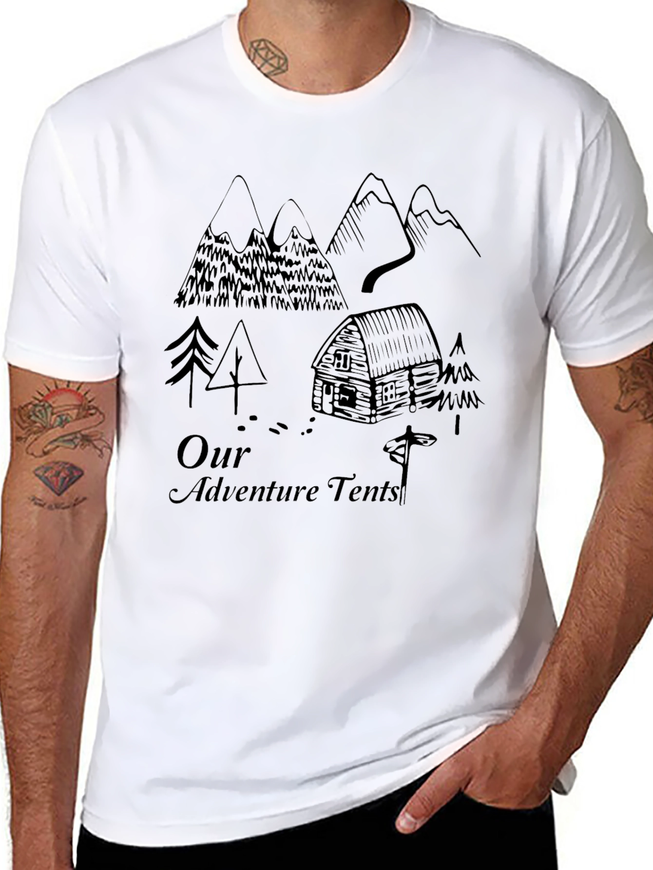 Black Adventure Tents Graphic T-Shirt view 8