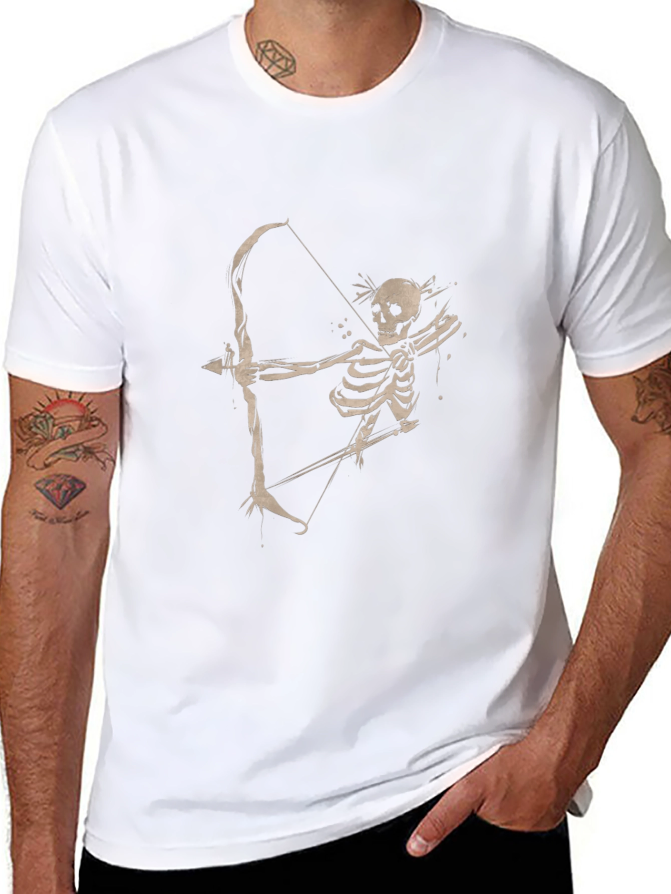 Black Skeleton Archer Graphic Tee - Classic Black T-Shirt view 8