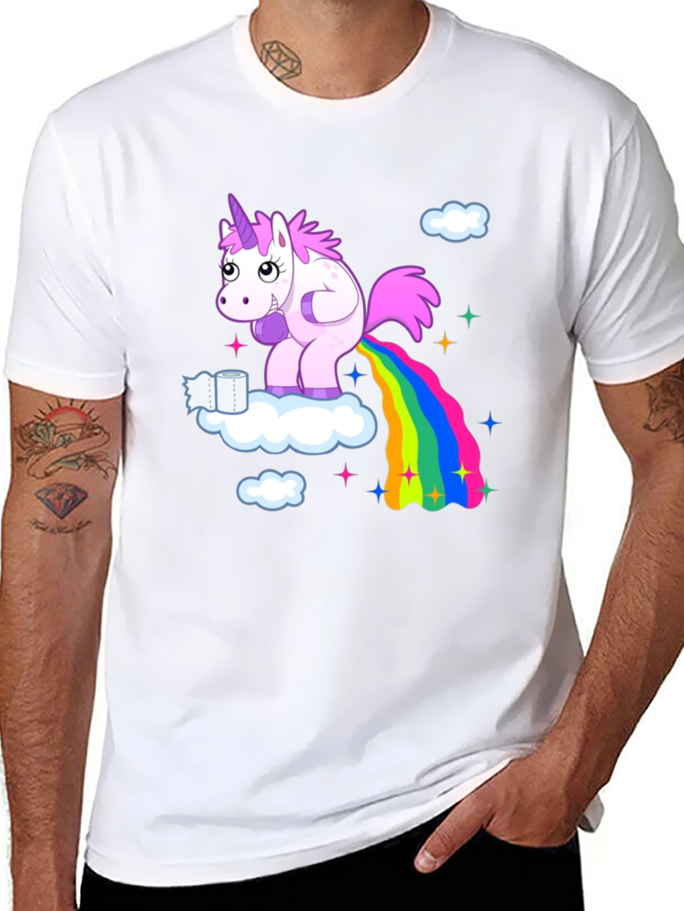 Black Unicorn Rainbow Humor T-Shirt view 8