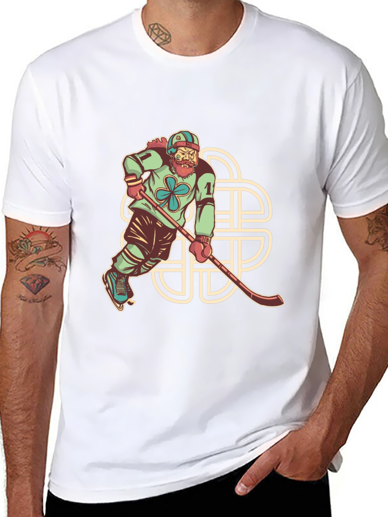 Black Lucky Hockey Player Graphic Tee - St. Patrick's Day view 8