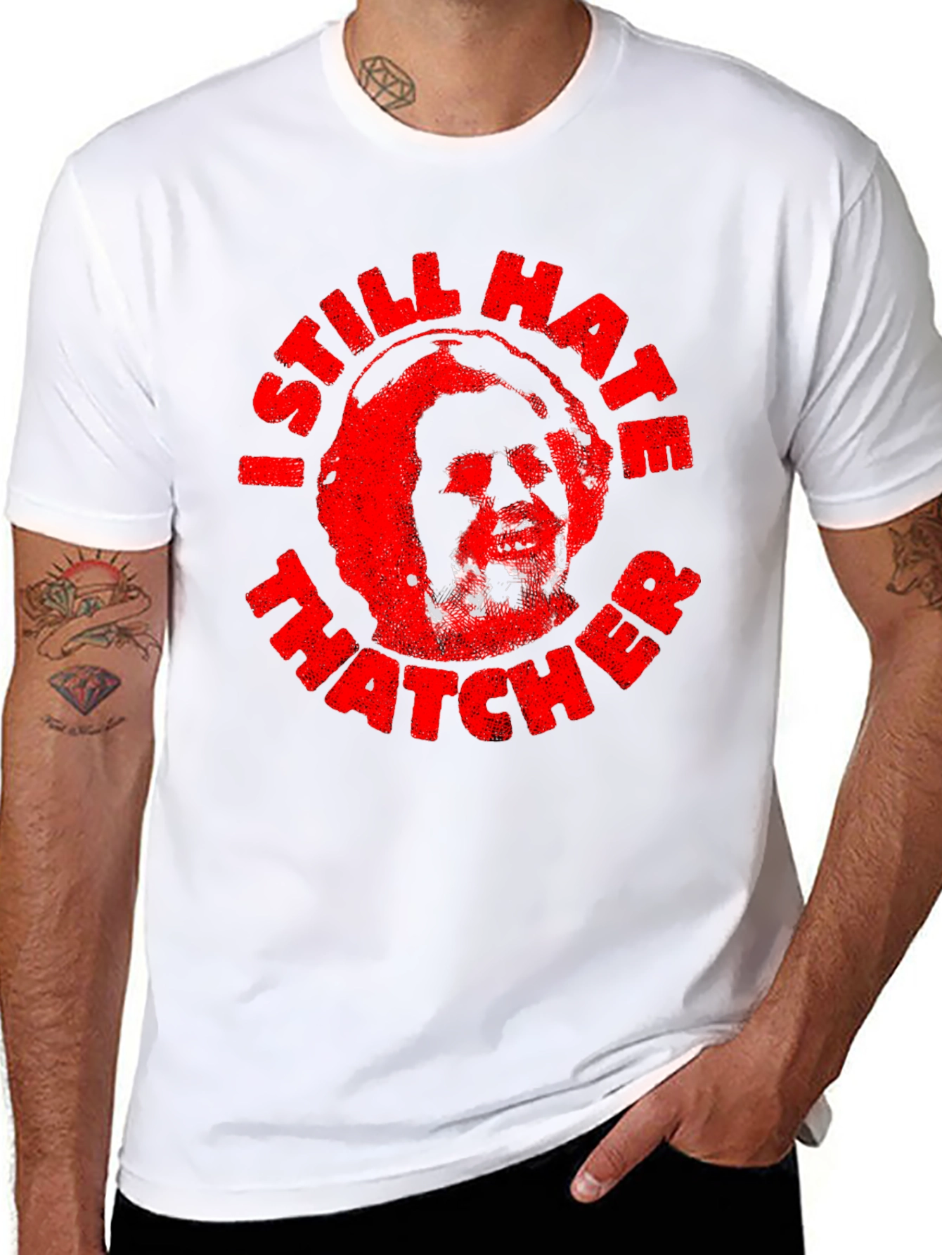 Black I Still Hate Thatcher Graphic Tee - Political Statement Shirt view 8