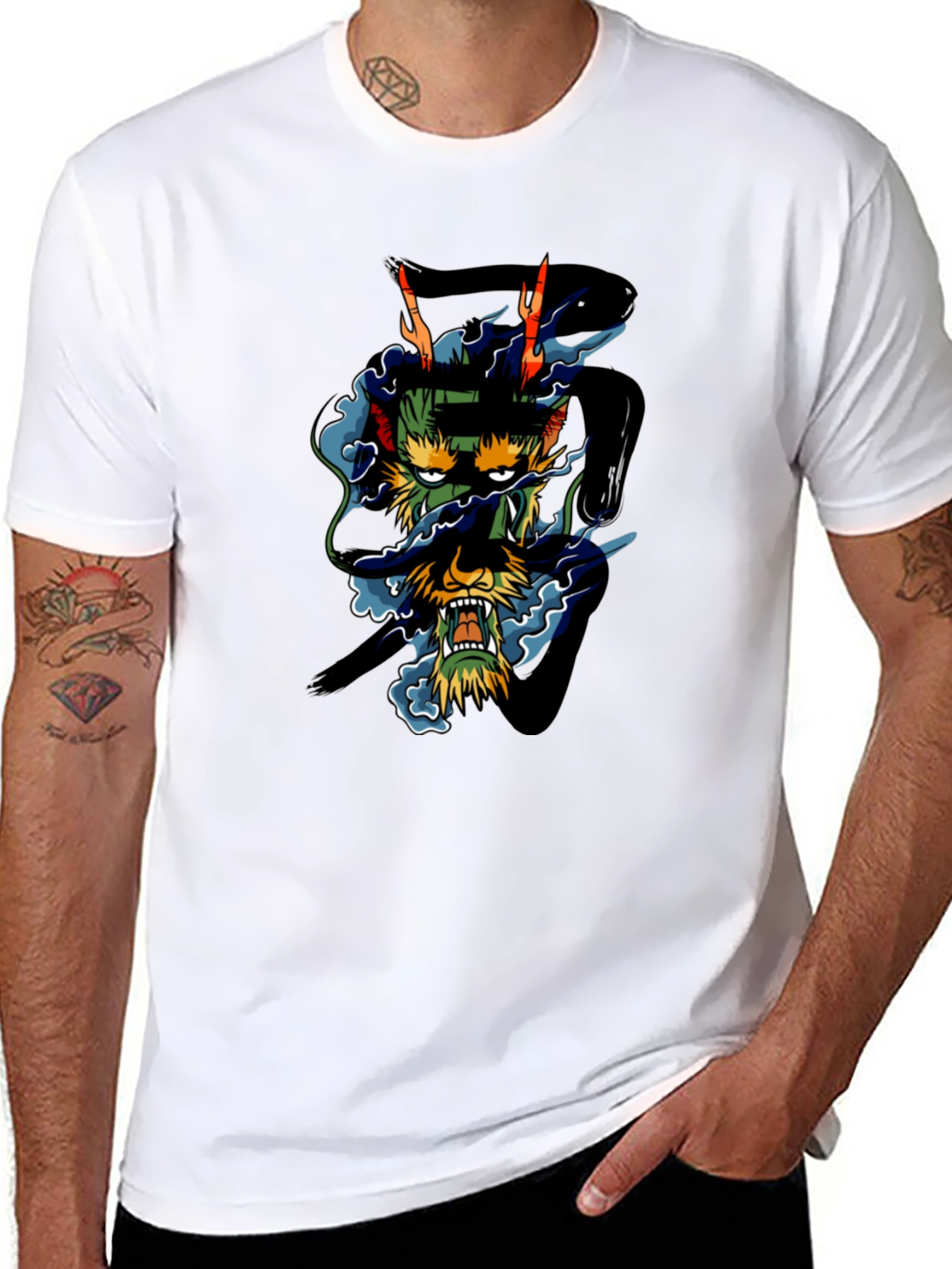 Black Dragon Graphic Black T-Shirt - Unique Design view 8