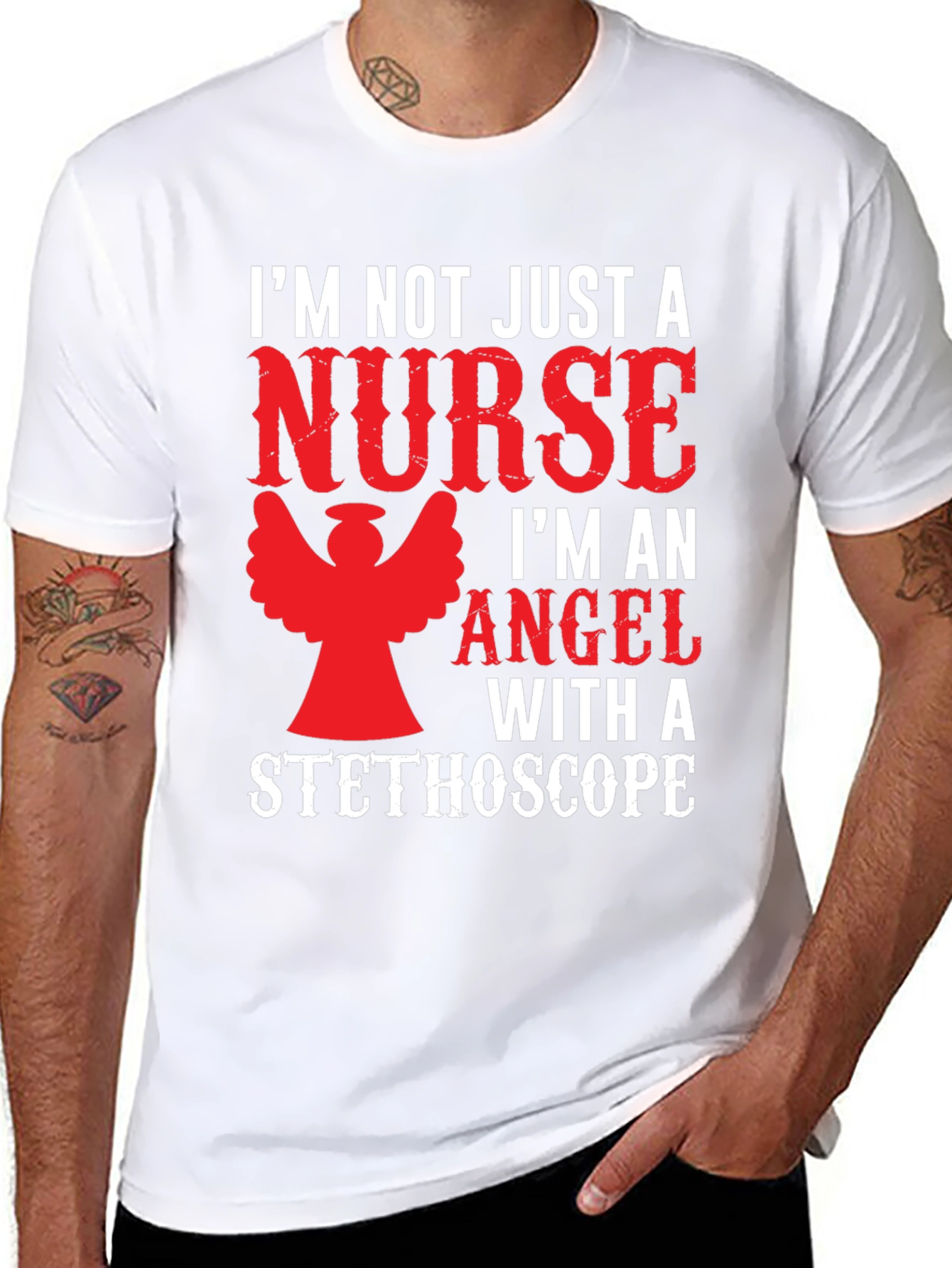 Black Nurse Angel T-Shirt Funny Gift view 8
