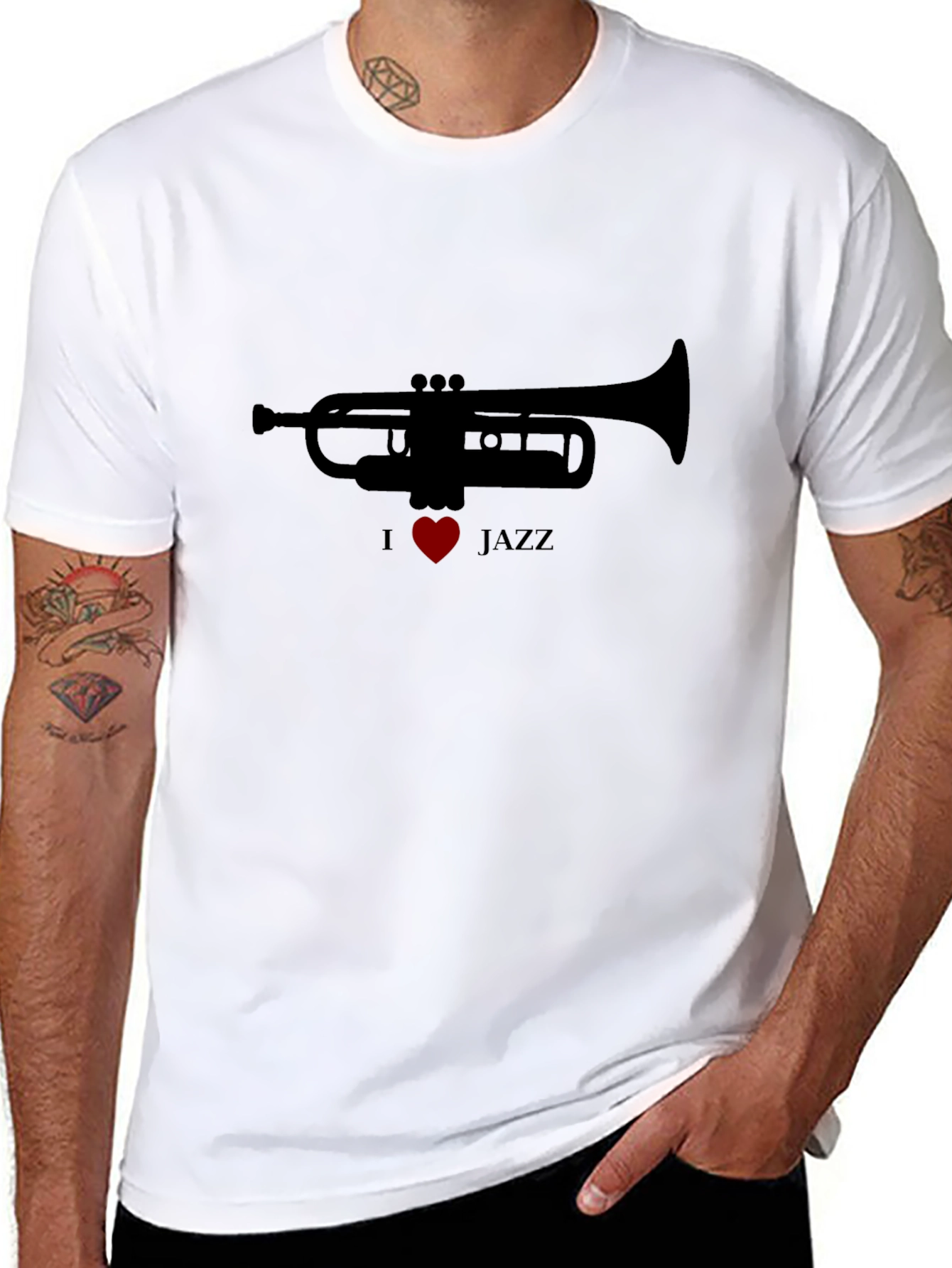 Black I Heart Jazz Trumpet T-Shirt view 8
