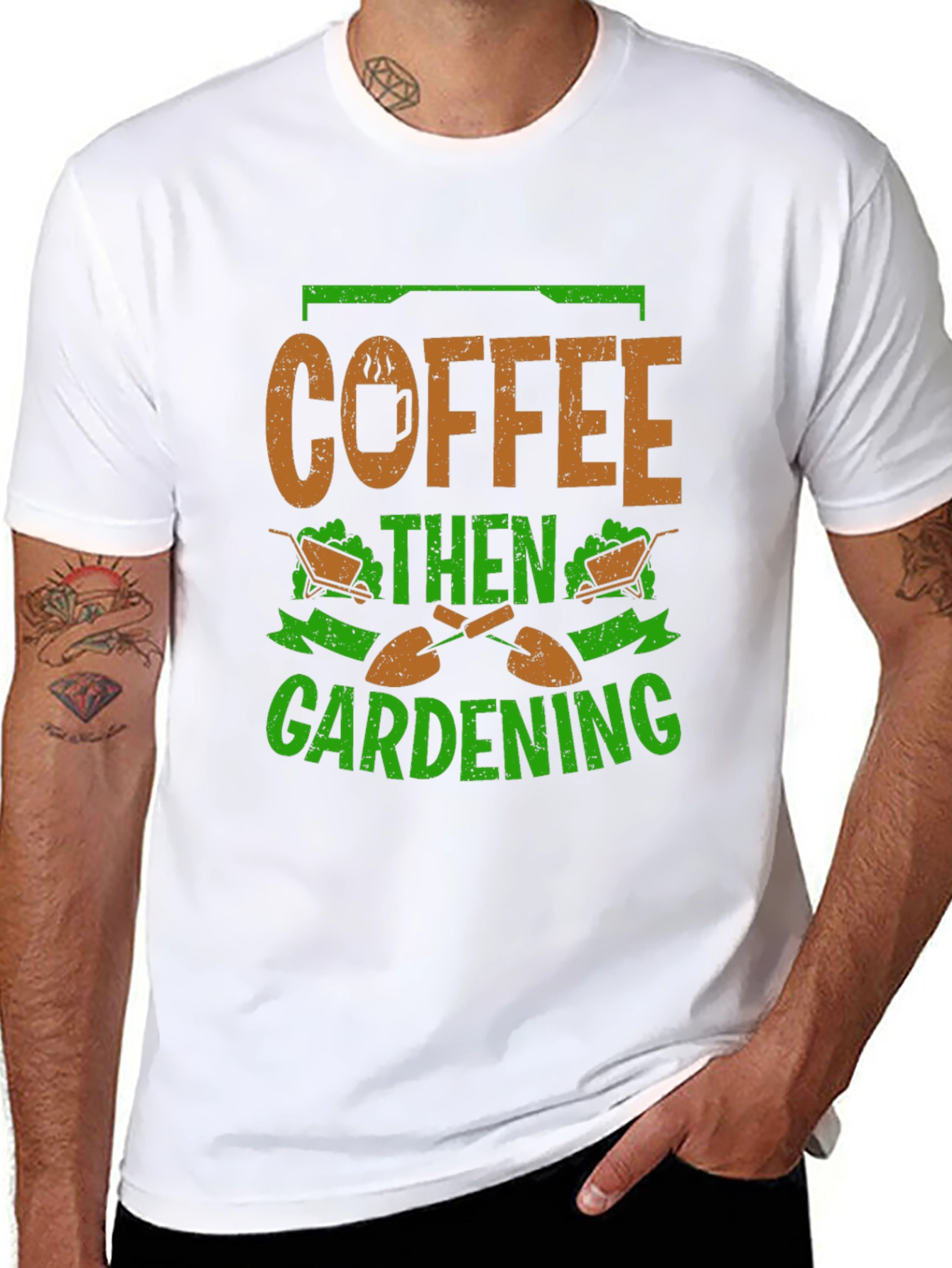 Black Coffee Then Gardening Graphic T-Shirt view 8