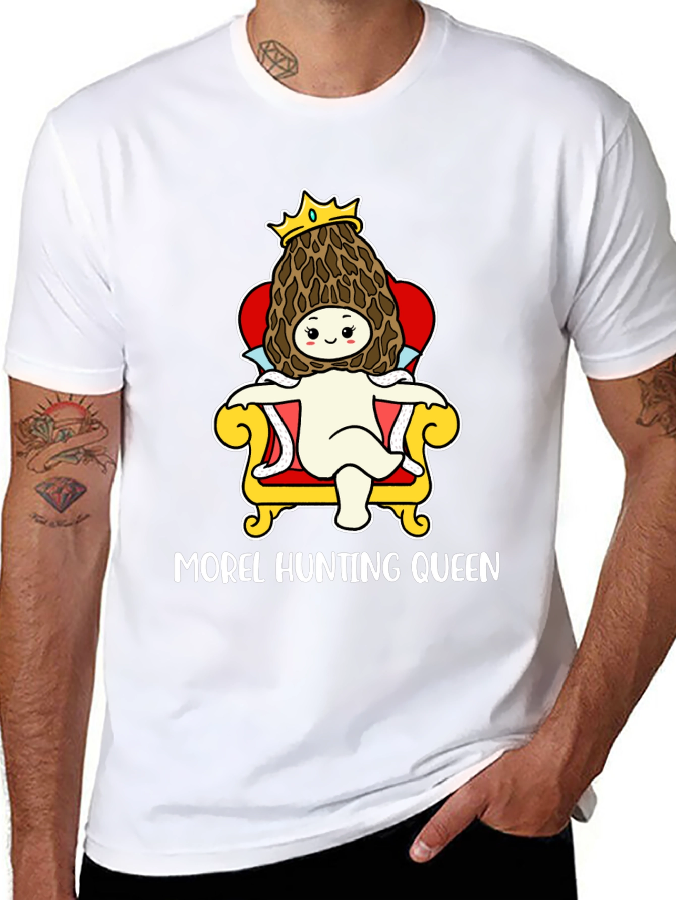 Black Morel Hunting Queen T-Shirt, Mushroom Lover Tee view 8