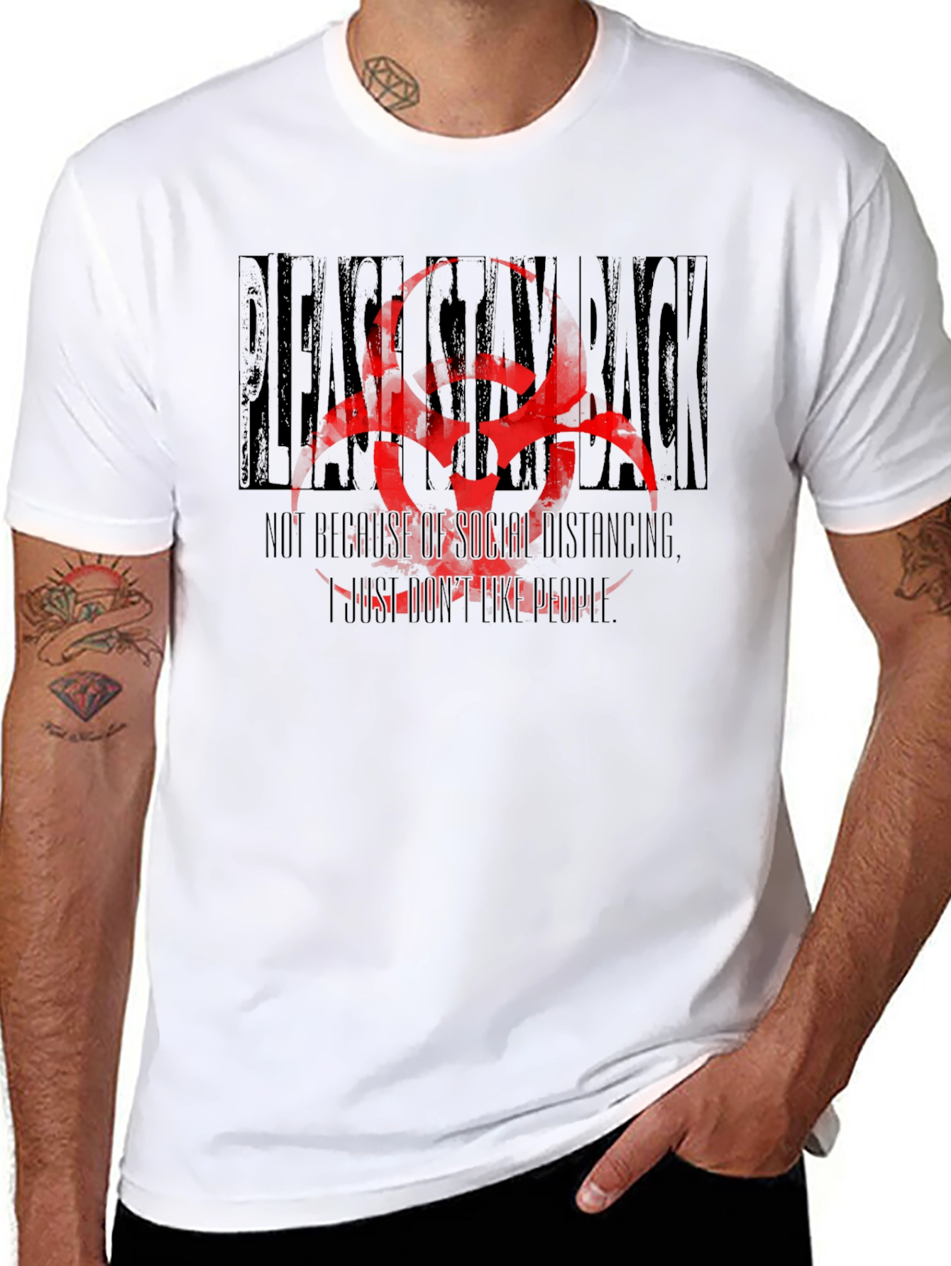Black Stay Back T-Shirt - Social Distancing Humor Tee view 8