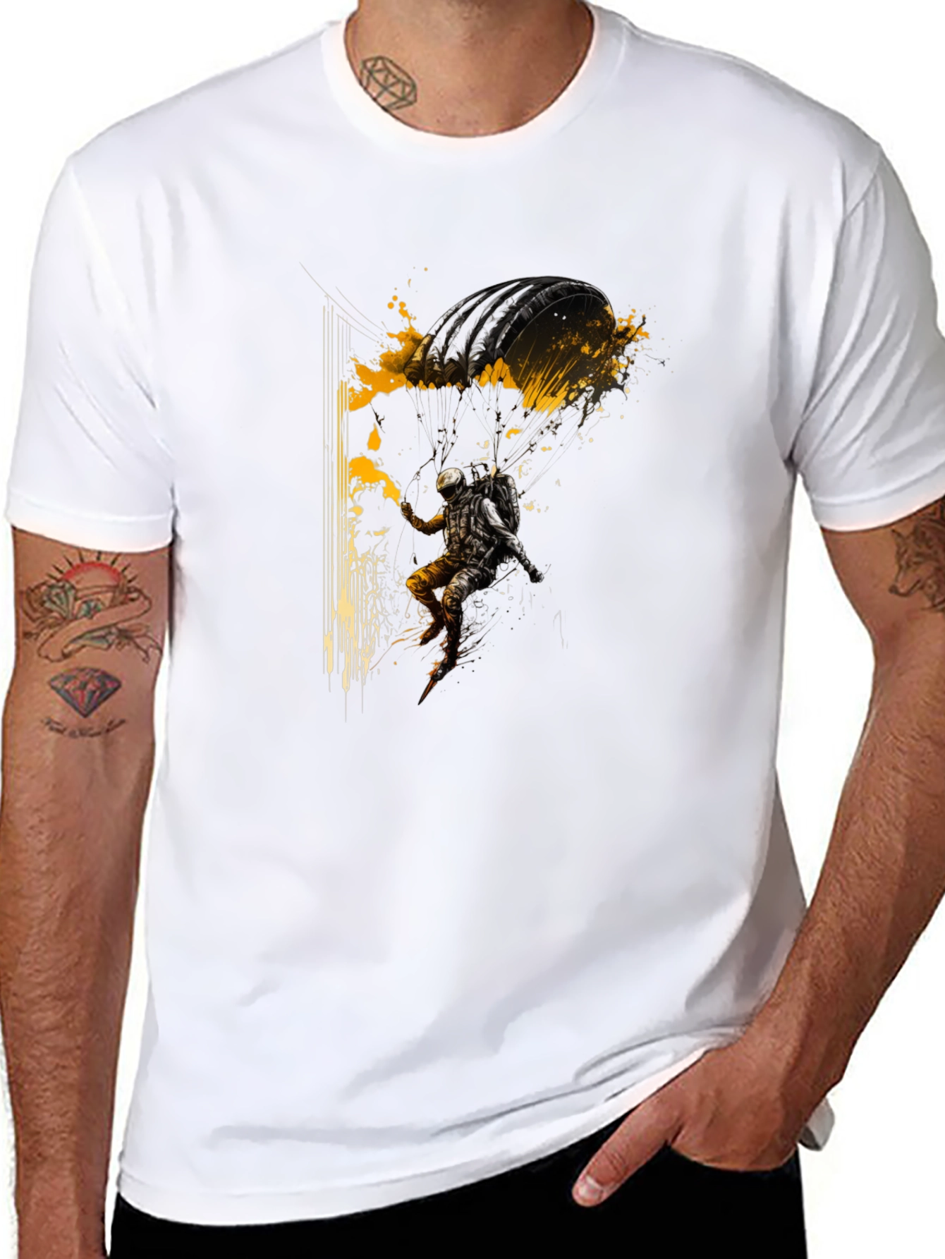 Black Parachute Jumper Graphic Black Tee view 8