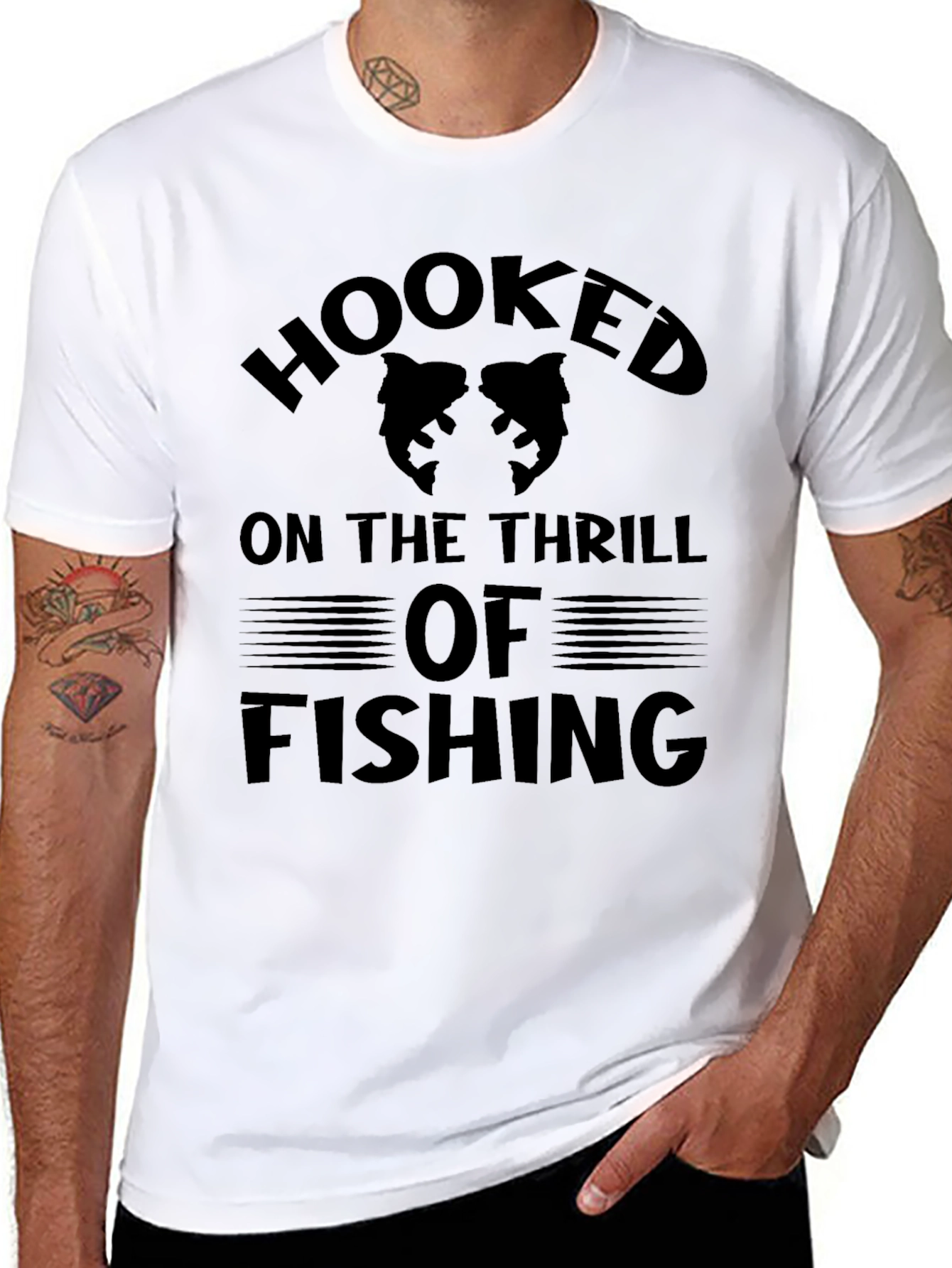 Black Hooked On The Thrill Of Fishing T-Shirt view 8