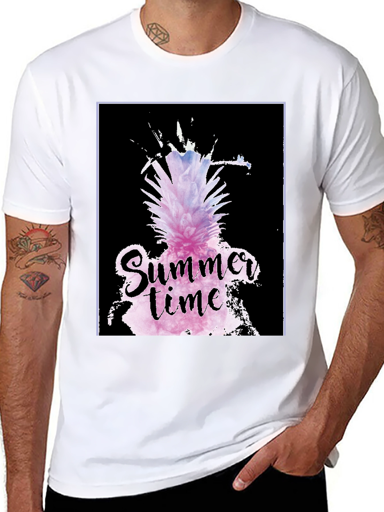 Black Summer Time Pineapple Graphic Tee view 8
