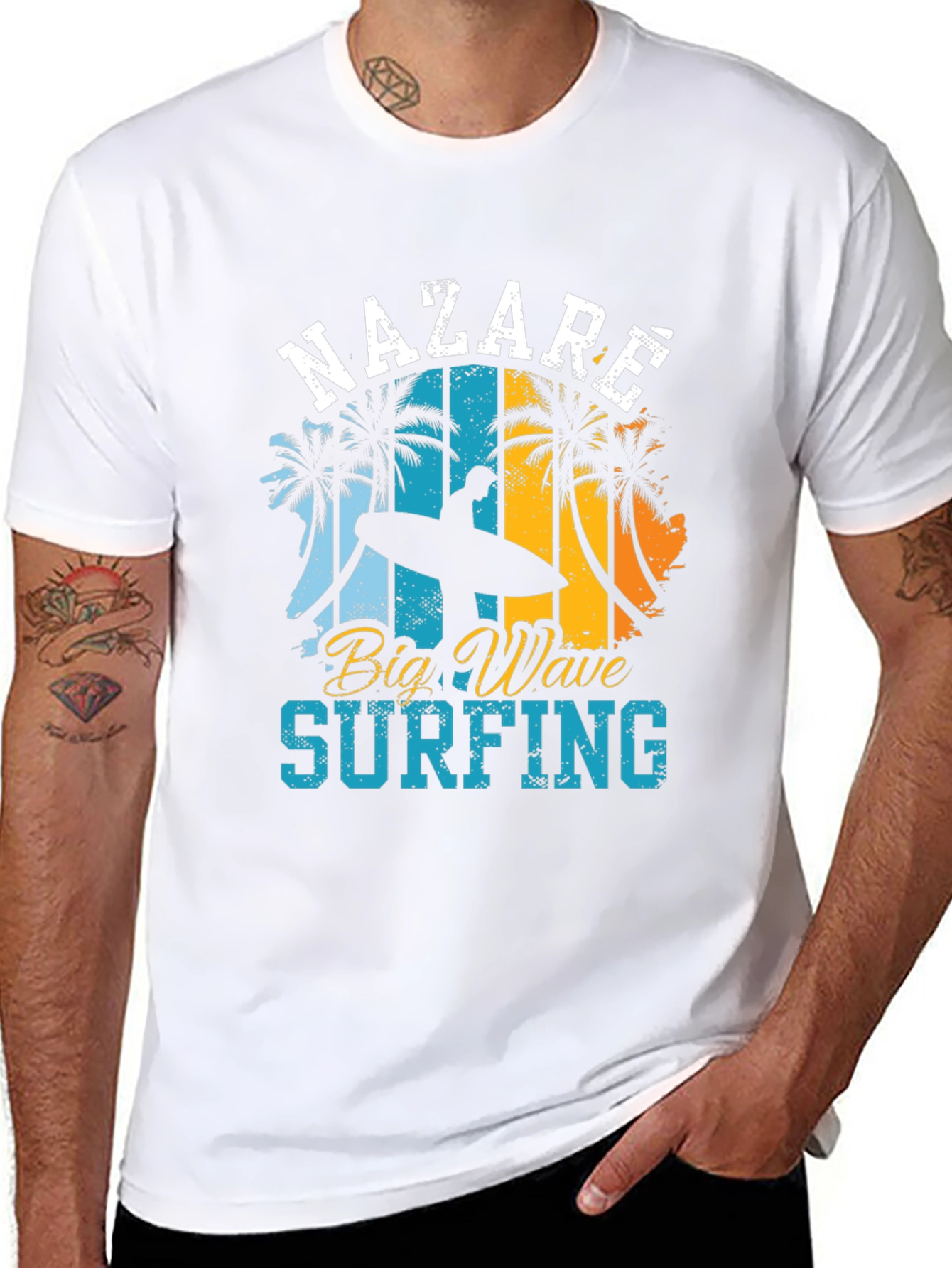 Black Nazare Big Wave Surfing Tee view 8